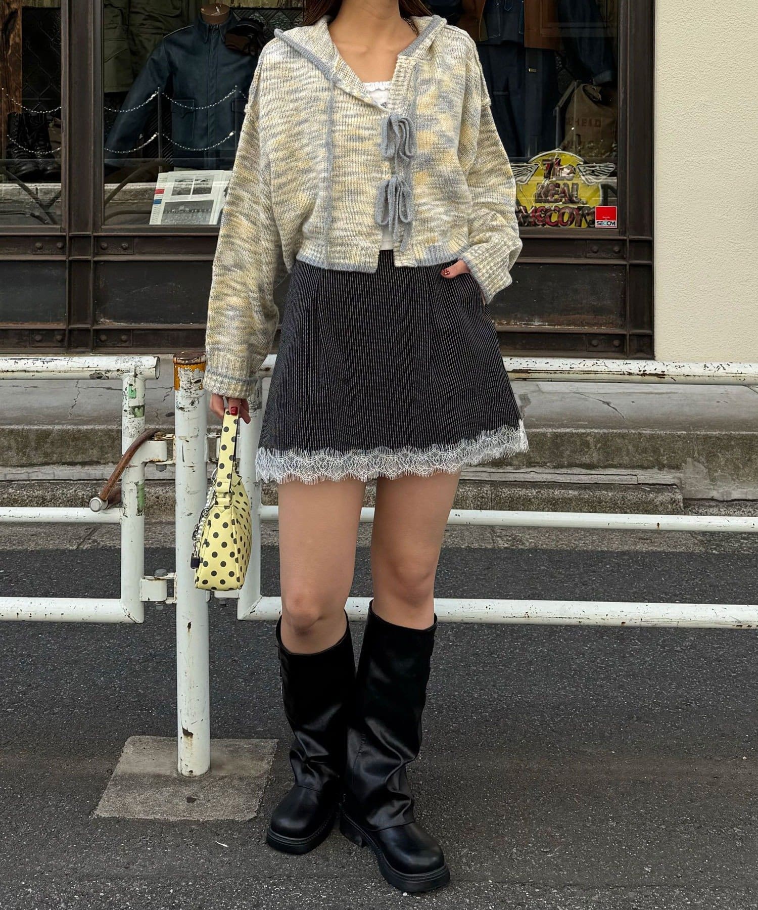 CIAOPANIC(チャオパニック) 【新色追加】配色リボンニットフーディー