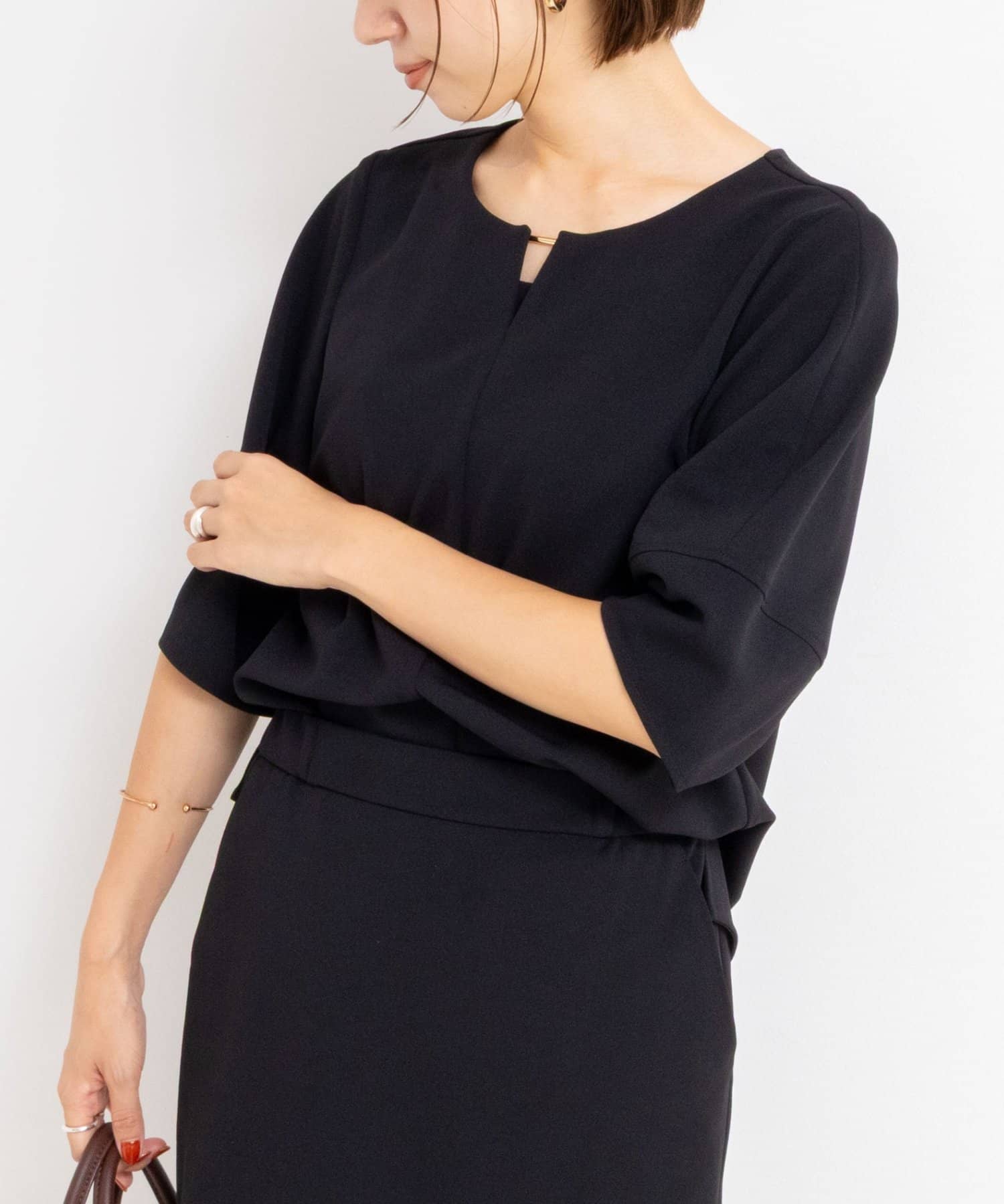 NOLLEY'S(ノーリーズ) 《セットアップ対応》カットジョーゼットコクーンスリーブプルオーバーブラウス