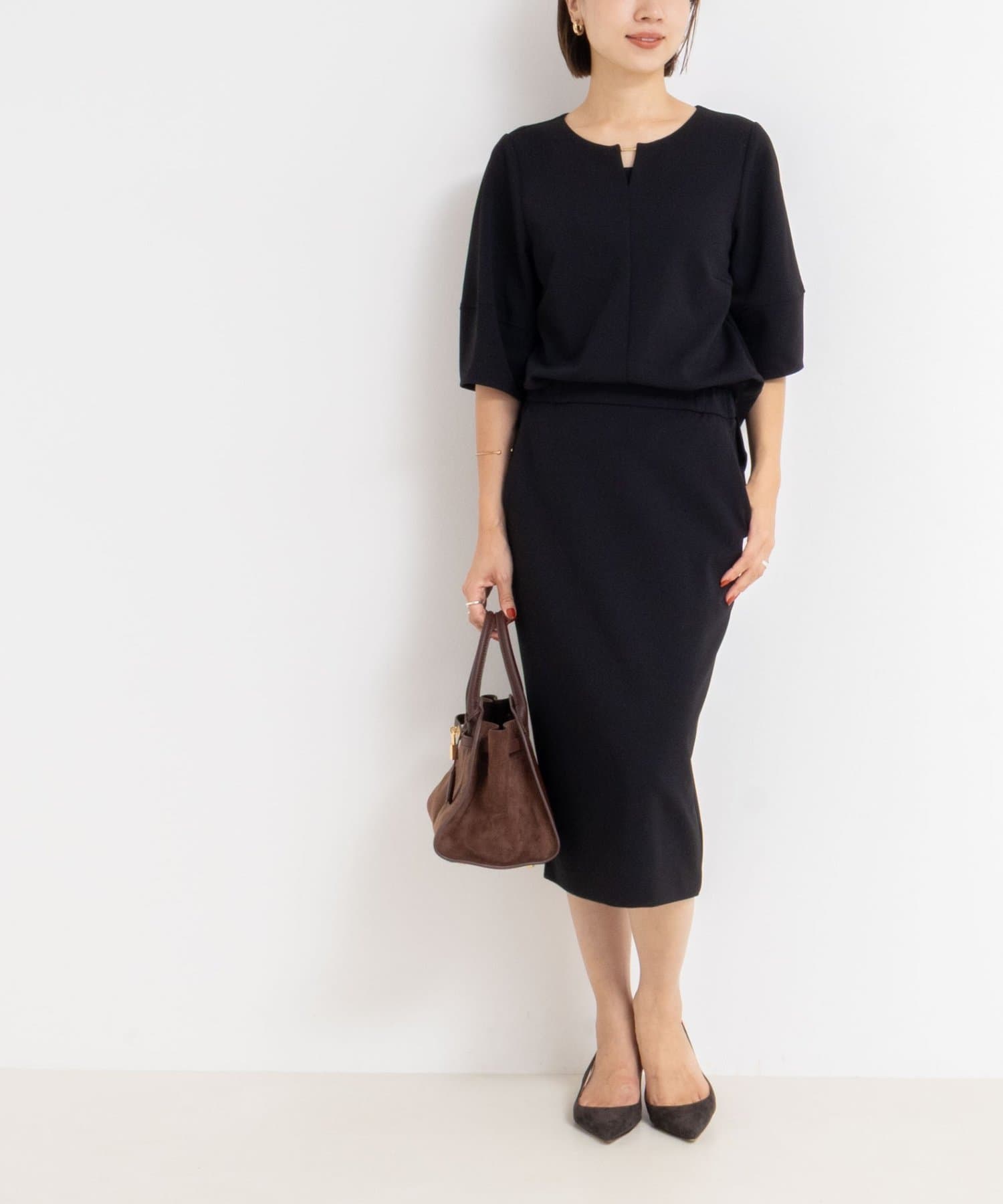 NOLLEY'S(ノーリーズ) 《セットアップ対応》カットジョーゼットコクーンスリーブプルオーバーブラウス