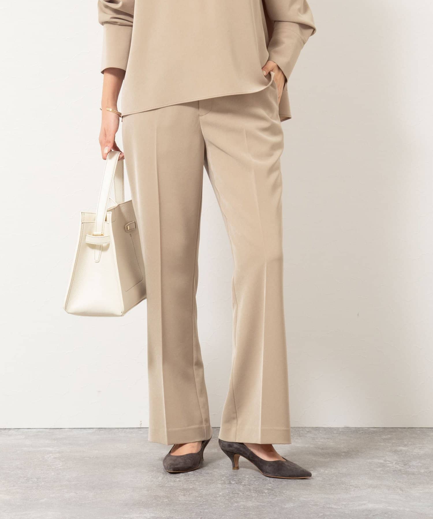 NOLLEY'S(ノーリーズ) 《セットアップ対応》ウォッシャブルストレッチギャババックスリットパンツ