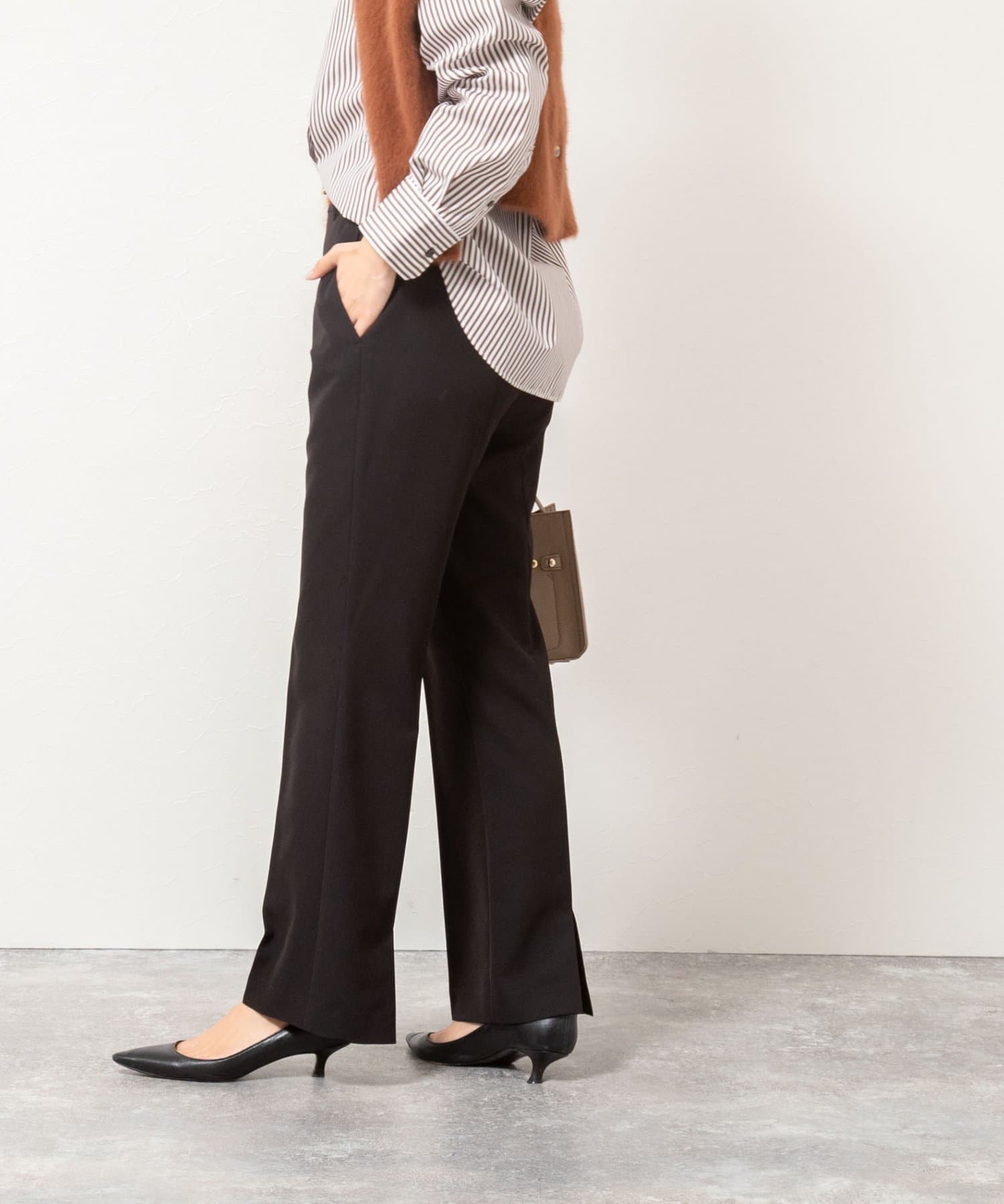 NOLLEY'S(ノーリーズ) 《セットアップ対応》ウォッシャブルストレッチギャババックスリットパンツ