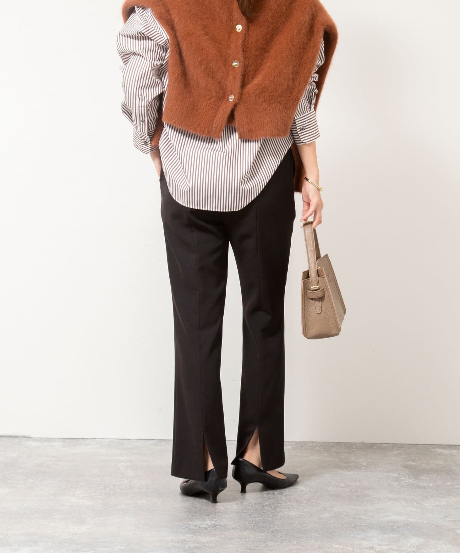 NOLLEY'S(ノーリーズ) 《セットアップ対応》ウォッシャブルストレッチギャババックスリットパンツ
