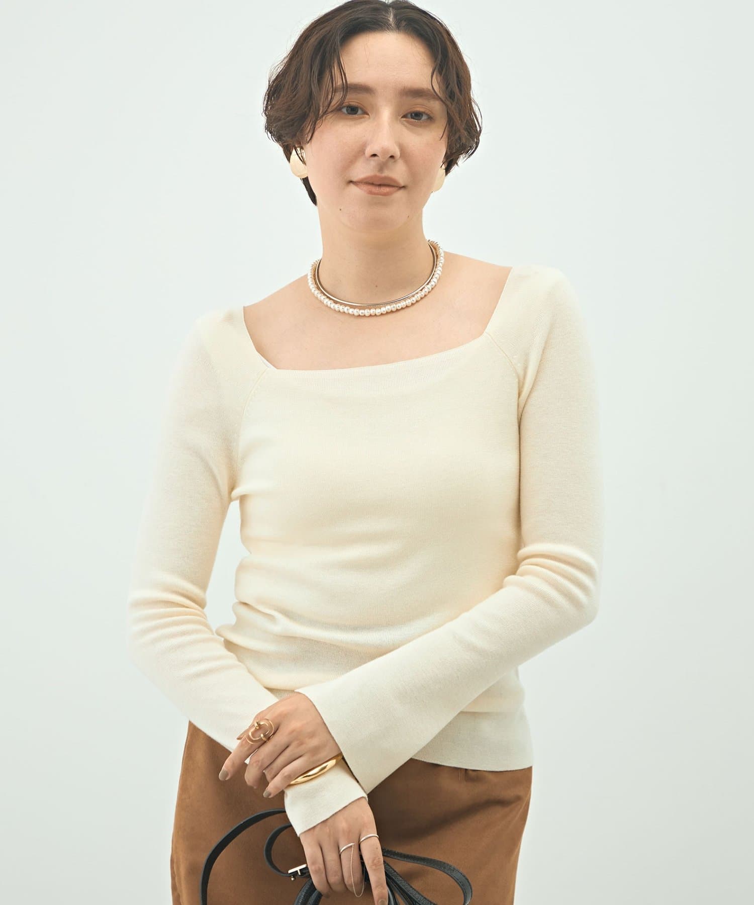 NOLLEY'S(ノーリーズ) 【WEB限定カラーあり】総針スクエアネックプルオーバーニット