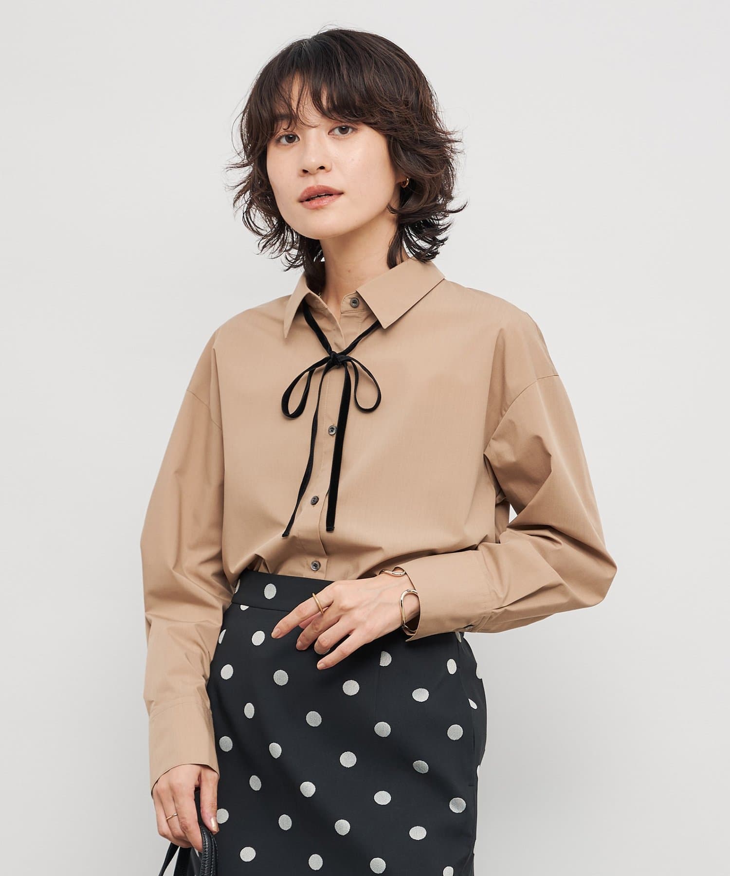 NOLLEY'S(ノーリーズ) ウォッシャブルリボン付きシャツ