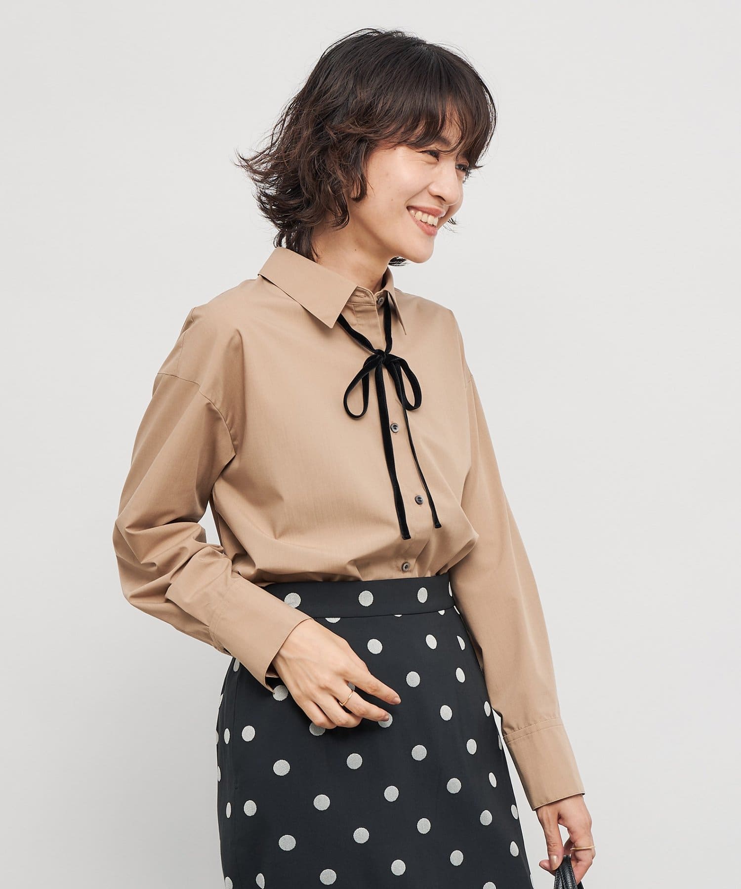 NOLLEY'S(ノーリーズ) ウォッシャブルリボン付きシャツ