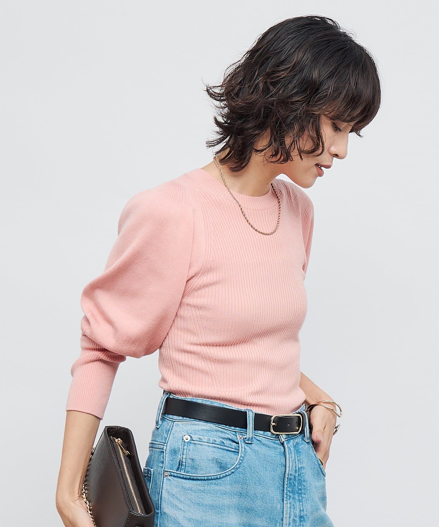 NOLLEY'S(ノーリーズ) リブパフスリーブプルオーバーニット