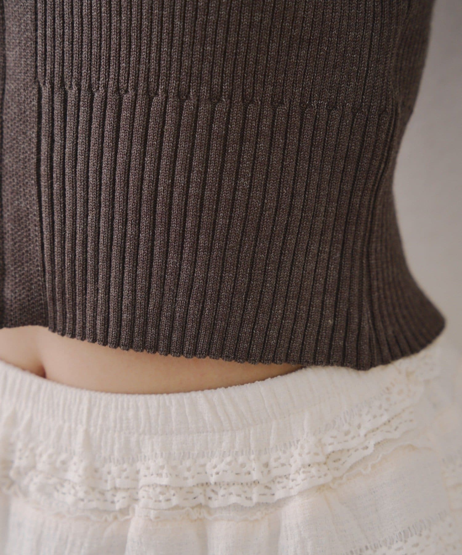 NICE CLAUP / OLIVE des OLIVE OUTLET(ナイスクラップ  / オリーブ デ オリーブ アウトレット) 華奢見え叶う♡【RMAF】BIG衿ZIPカーデ