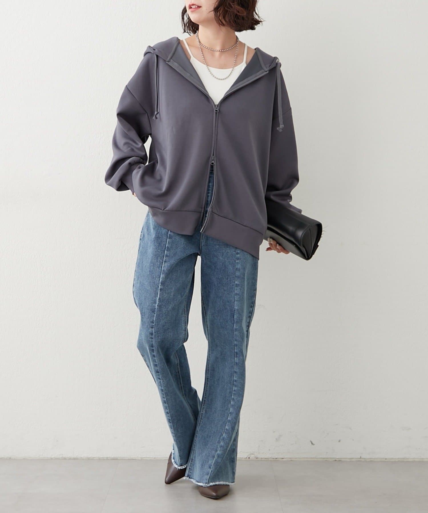 NICE CLAUP / OLIVE des OLIVE OUTLET(ナイスクラップ  / オリーブ デ オリーブ アウトレット) 【RMAF】コクーンZIPパーカー