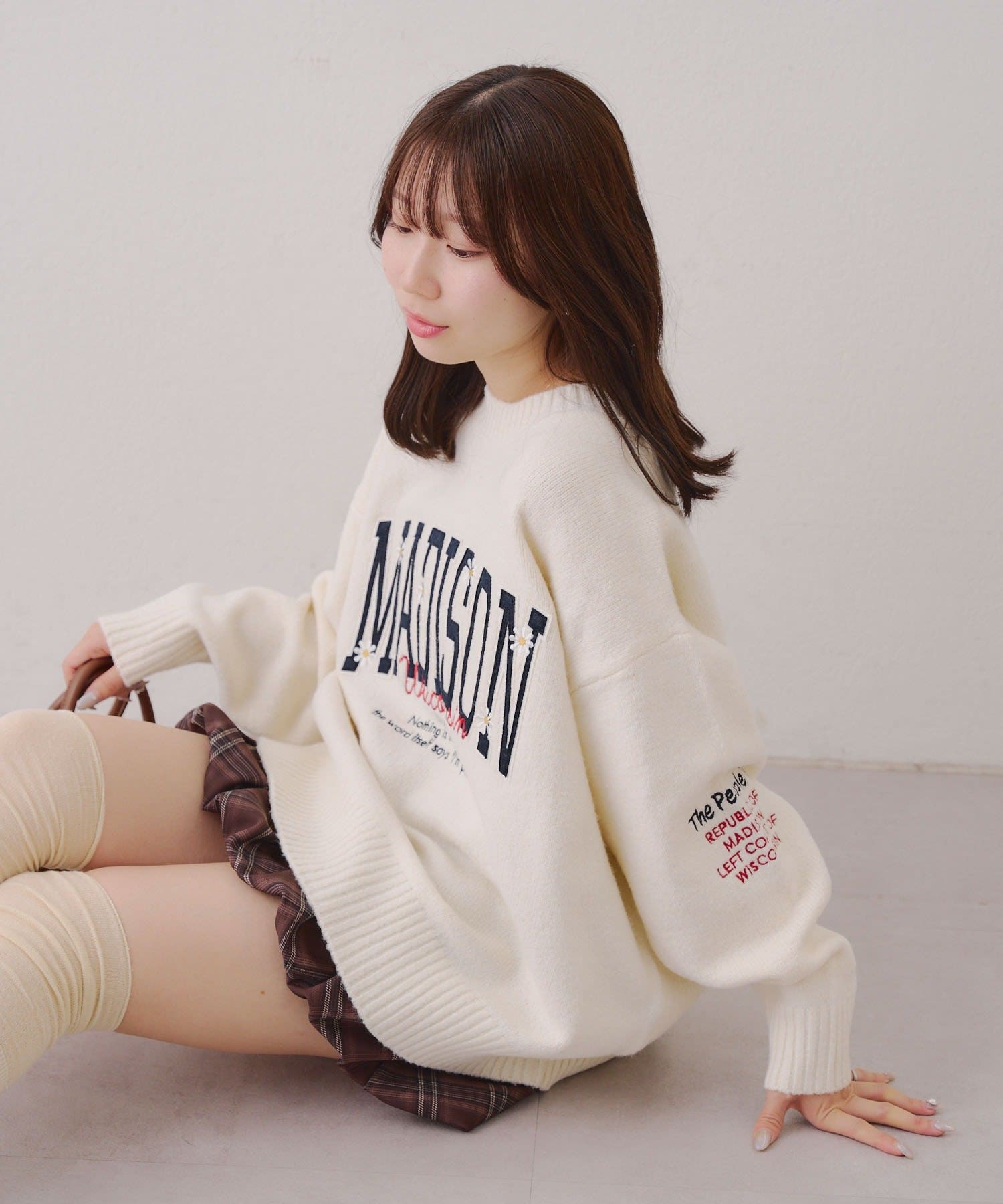 NICE CLAUP / OLIVE des OLIVE OUTLET(ナイスクラップ  / オリーブ デ オリーブ アウトレット) 【RMAF】モチーフカレッジもちもちニット