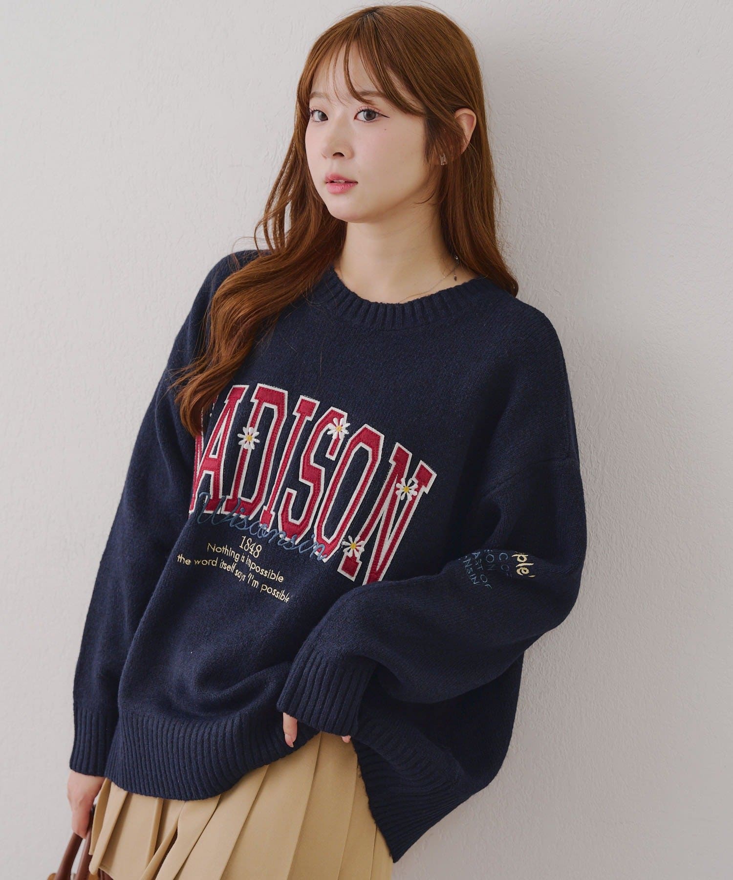 NICE CLAUP / OLIVE des OLIVE OUTLET(ナイスクラップ  / オリーブ デ オリーブ アウトレット) 【RMAF】モチーフカレッジもちもちニット