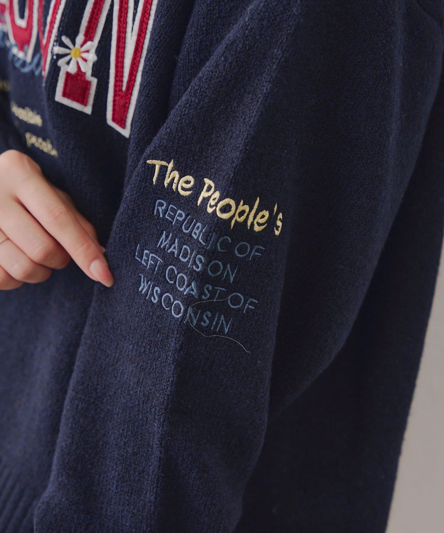 NICE CLAUP / OLIVE des OLIVE OUTLET(ナイスクラップ  / オリーブ デ オリーブ アウトレット) 【RMAF】モチーフカレッジもちもちニット