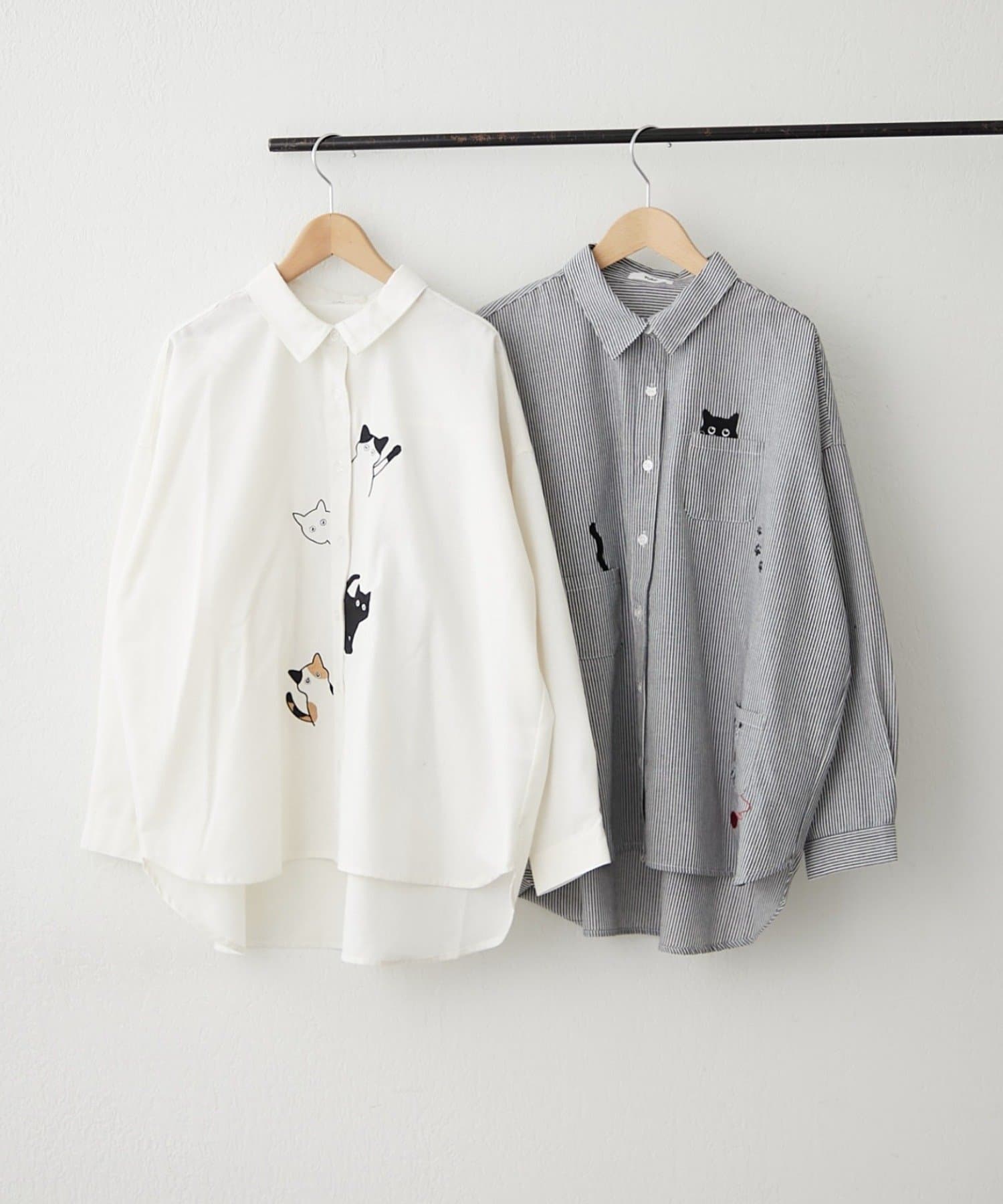 NICE CLAUP / OLIVE des OLIVE OUTLET(ナイスクラップ  / オリーブ デ オリーブ アウトレット) 【RMAF】キャットBIGシャツ