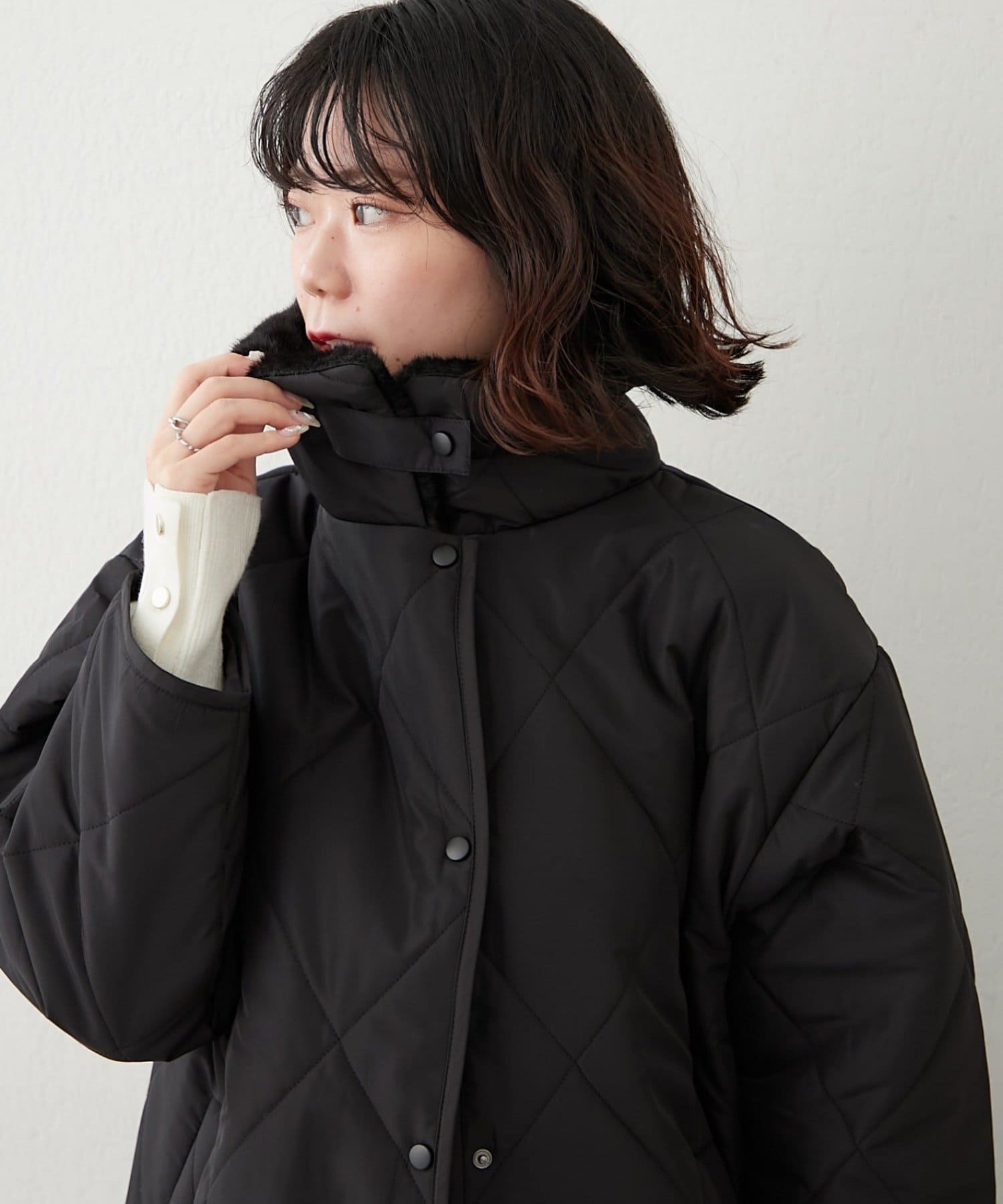 Remind me and forever(リマインドミーアンドフォーエバー) ファー衿キルティングコート