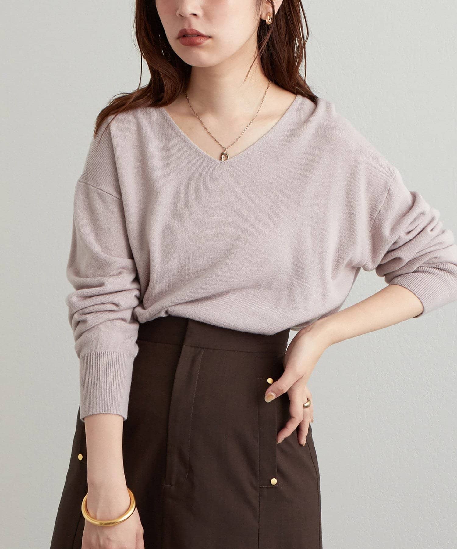 NICE CLAUP / OLIVE des OLIVE OUTLET(ナイスクラップ  / オリーブ デ オリーブ アウトレット) 【natural couture】プチプラカシミアタッチVネックニット