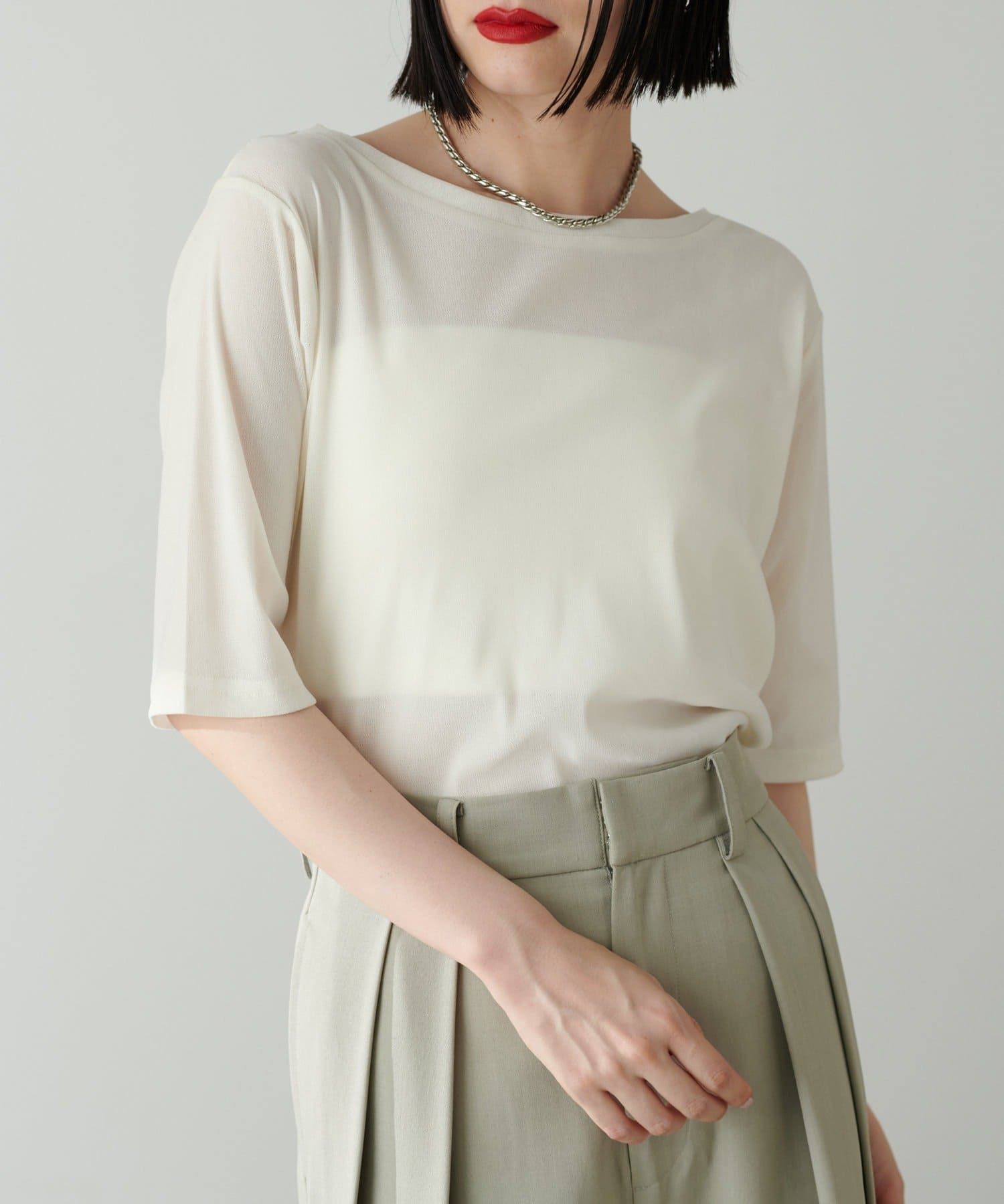NICE CLAUP / OLIVE des OLIVE OUTLET(ナイスクラップ  / オリーブ デ オリーブ アウトレット) 【LARUTA】ベロアチュール半袖プルオーバー