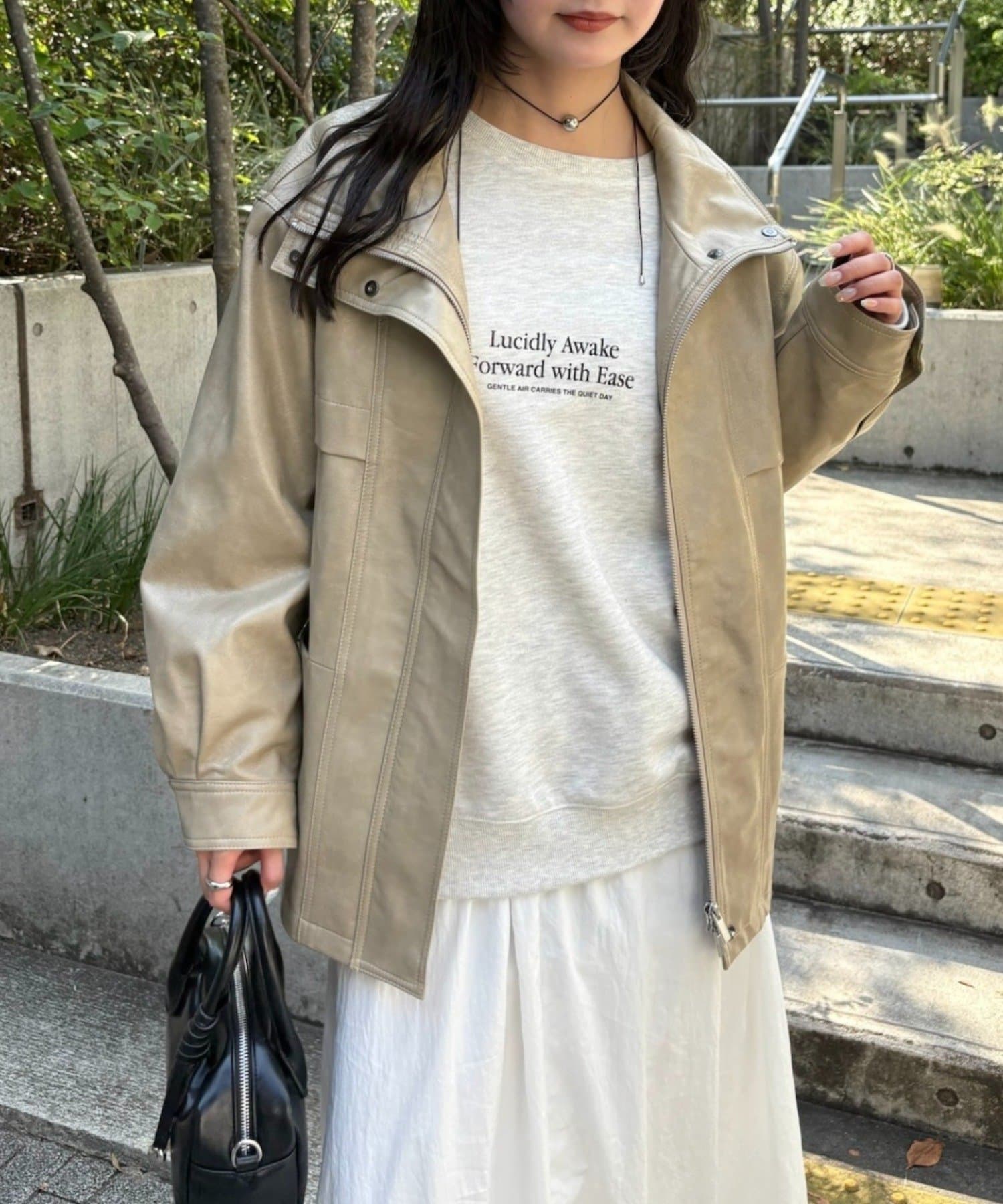 新品未使用【2024AW/トレンドアウター】フェイクレザーブルゾンミスティックS フェイクレザーブルゾン | mystic(ミスティック)レディース