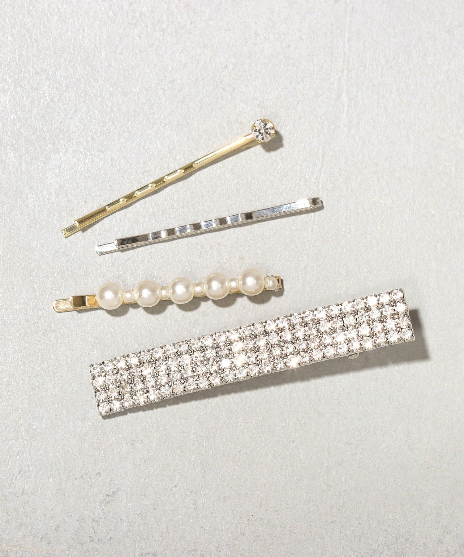 3COINS(スリーコインズ) ビジューパールヘアクリップ4個セット