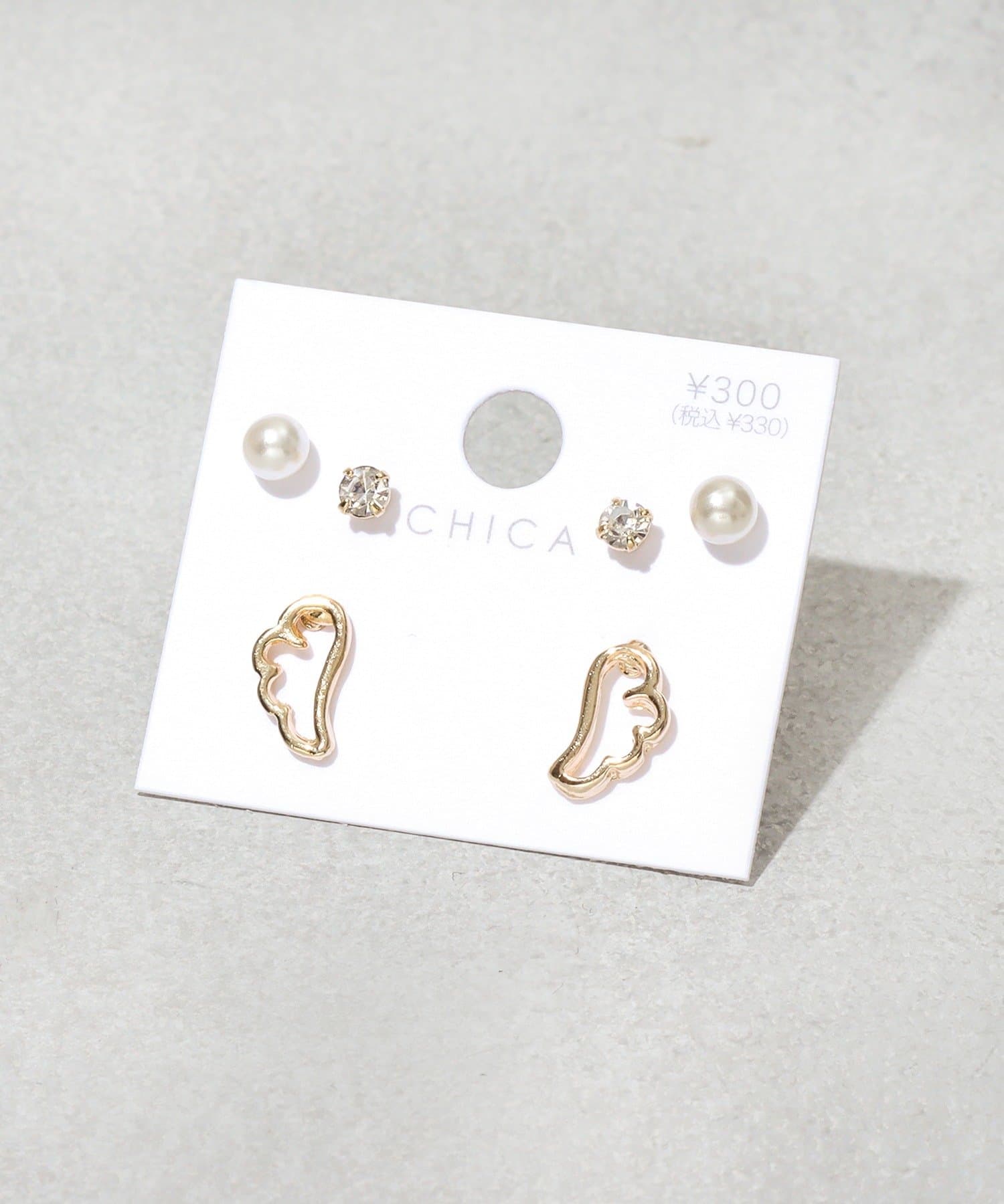 3COINS(スリーコインズ) ウィングピアス6個セット