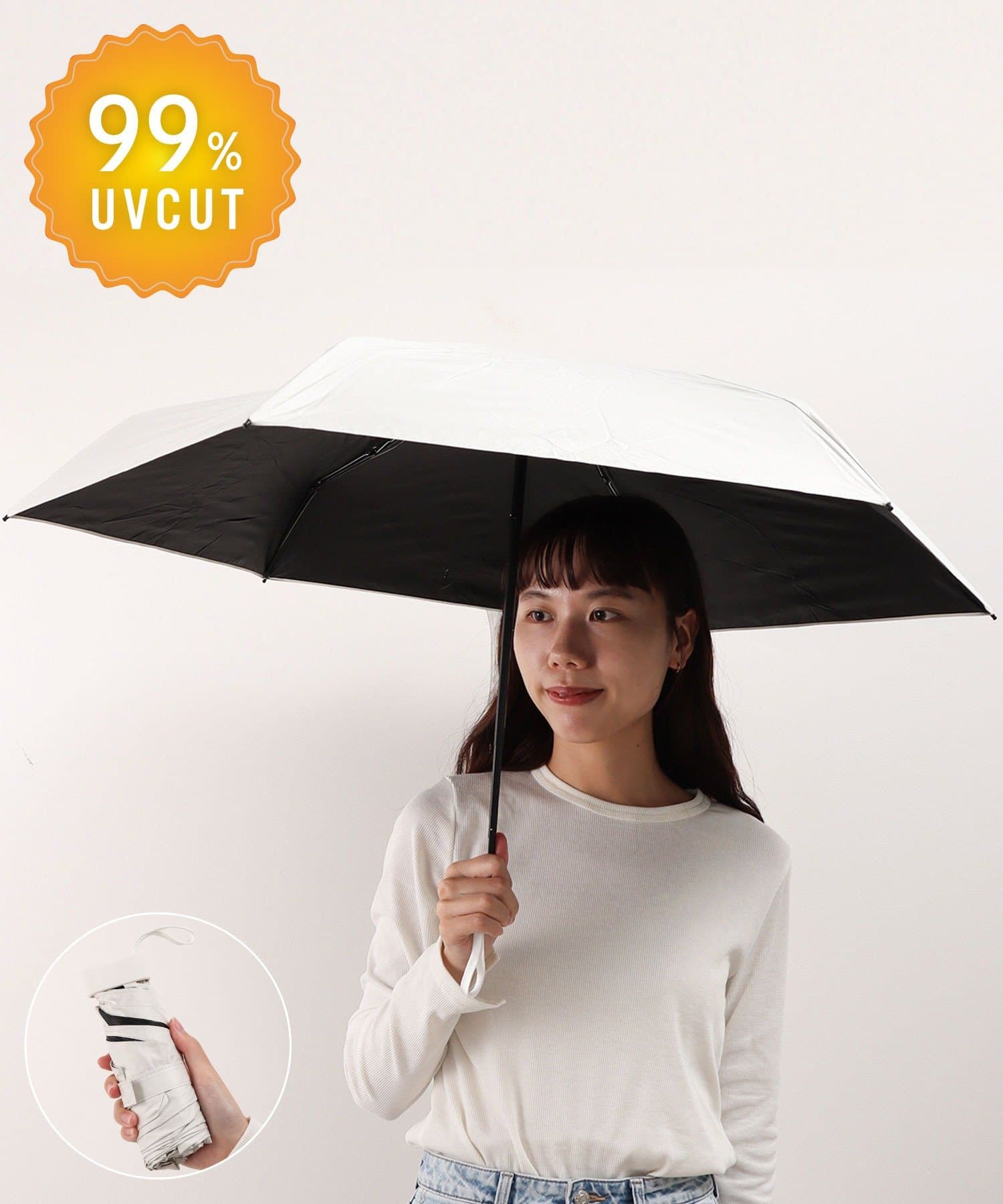 3COINS(スリーコインズ) ケース付コンパクト晴雨兼用折傘