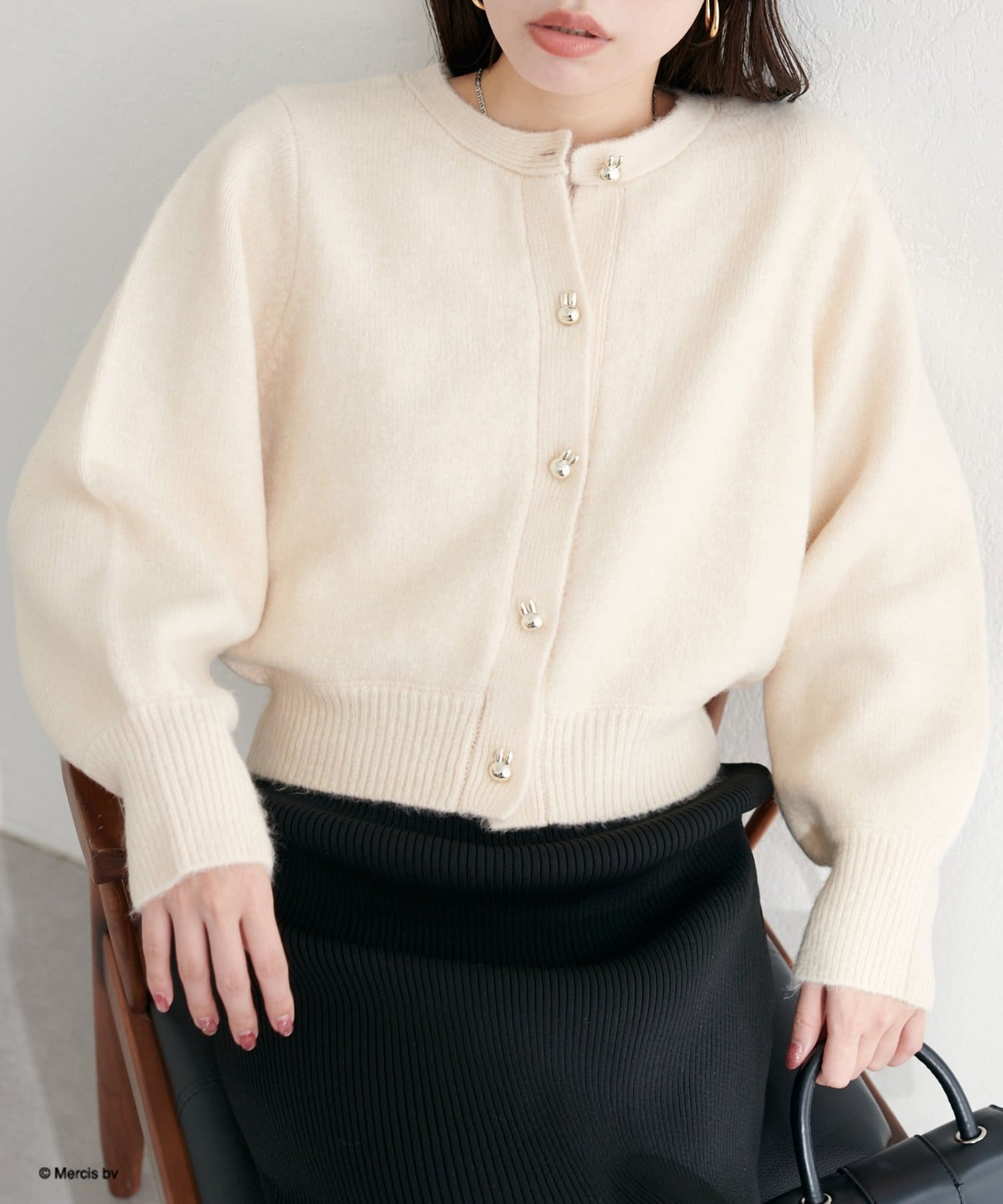 natural couture(ナチュラルクチュール) 【miffyコラボ】miffy釦ニットカーデ