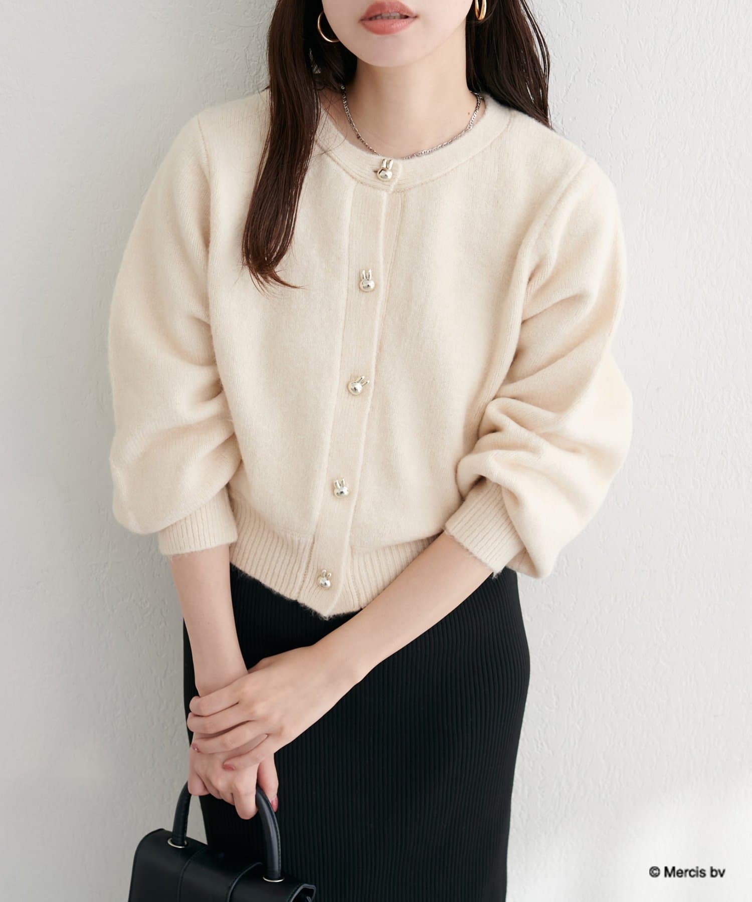 値下げnatural couture miffyコラボ 金釦付きポリニットカーデ miffyコラボ】miffy金釦付きポリニットカーデ | natural couture