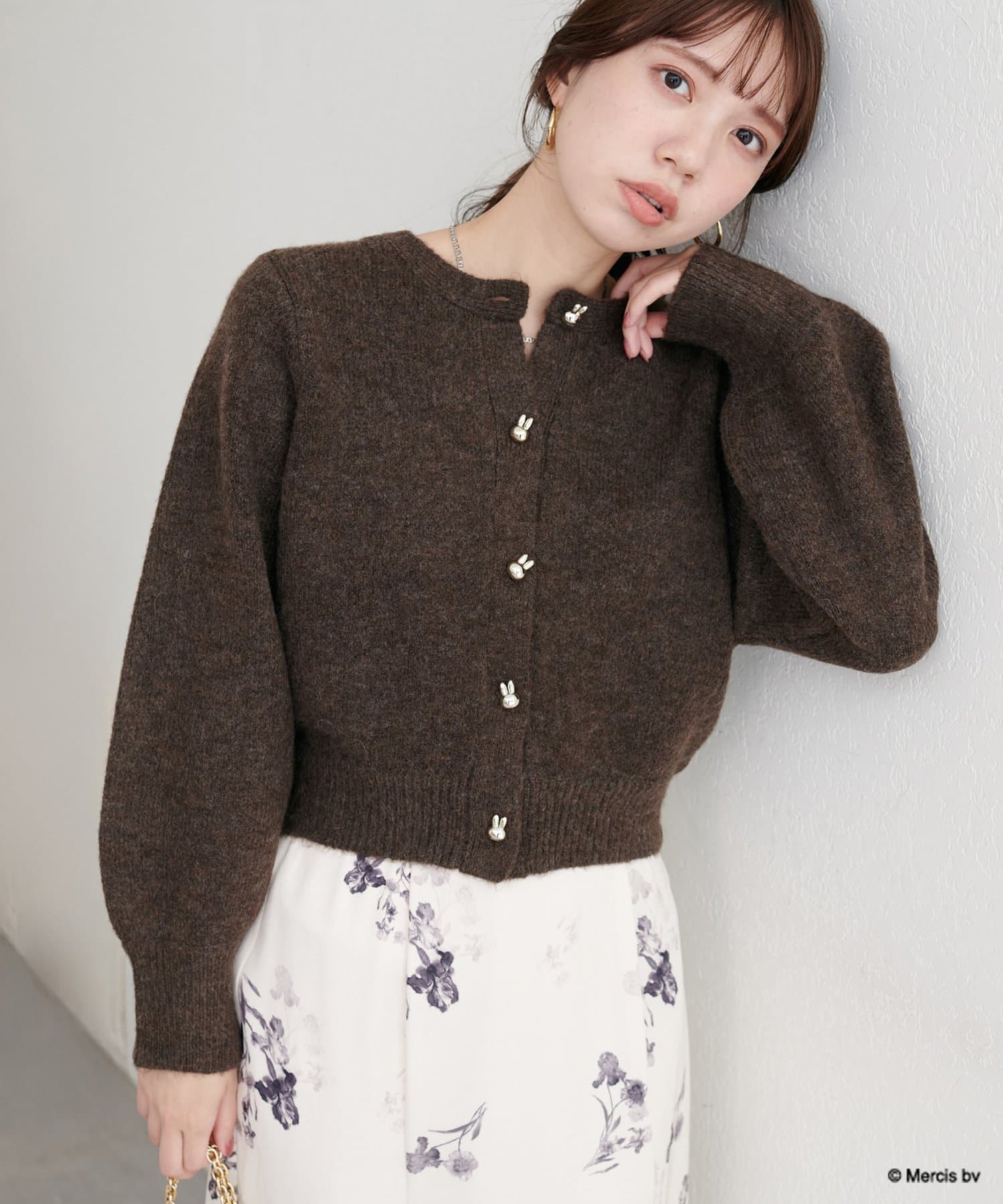 natural couture(ナチュラルクチュール) 【miffyコラボ】miffy釦ニットカーデ