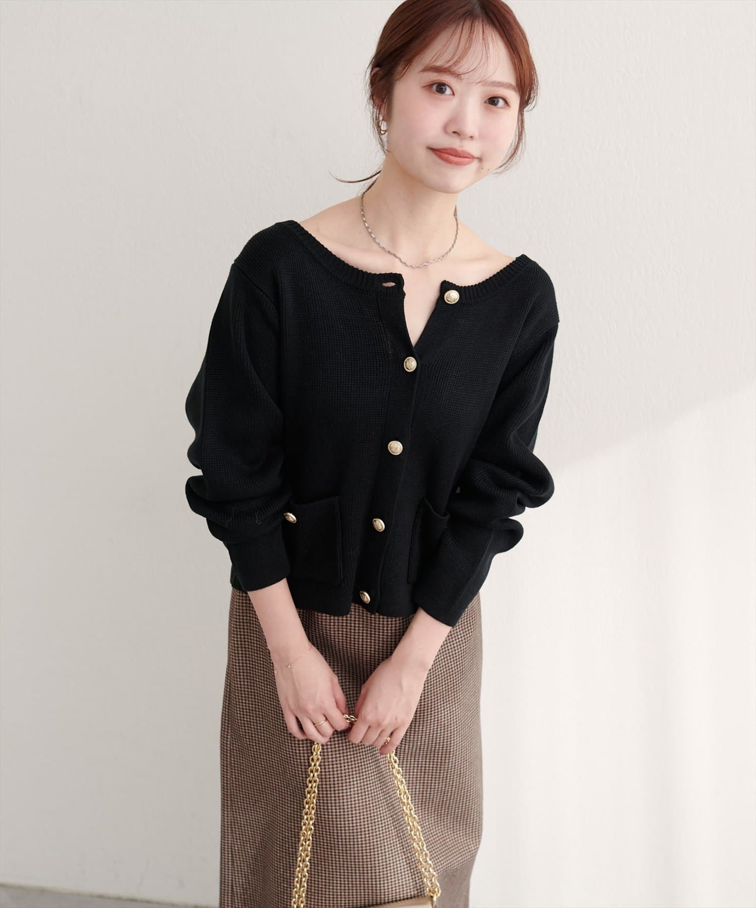 natural couture(ナチュラルクチュール) 【WEB限定】ボタンポケットカーディガン