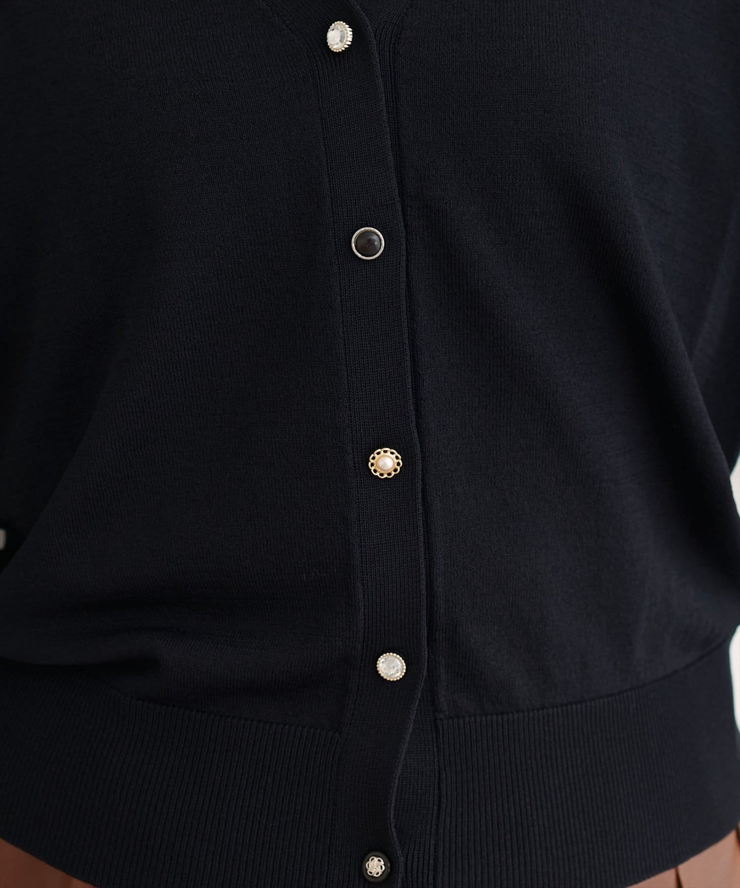 natural couture(ナチュラルクチュール) 【WEB限定】いろいろ釦ベーシックカーデ