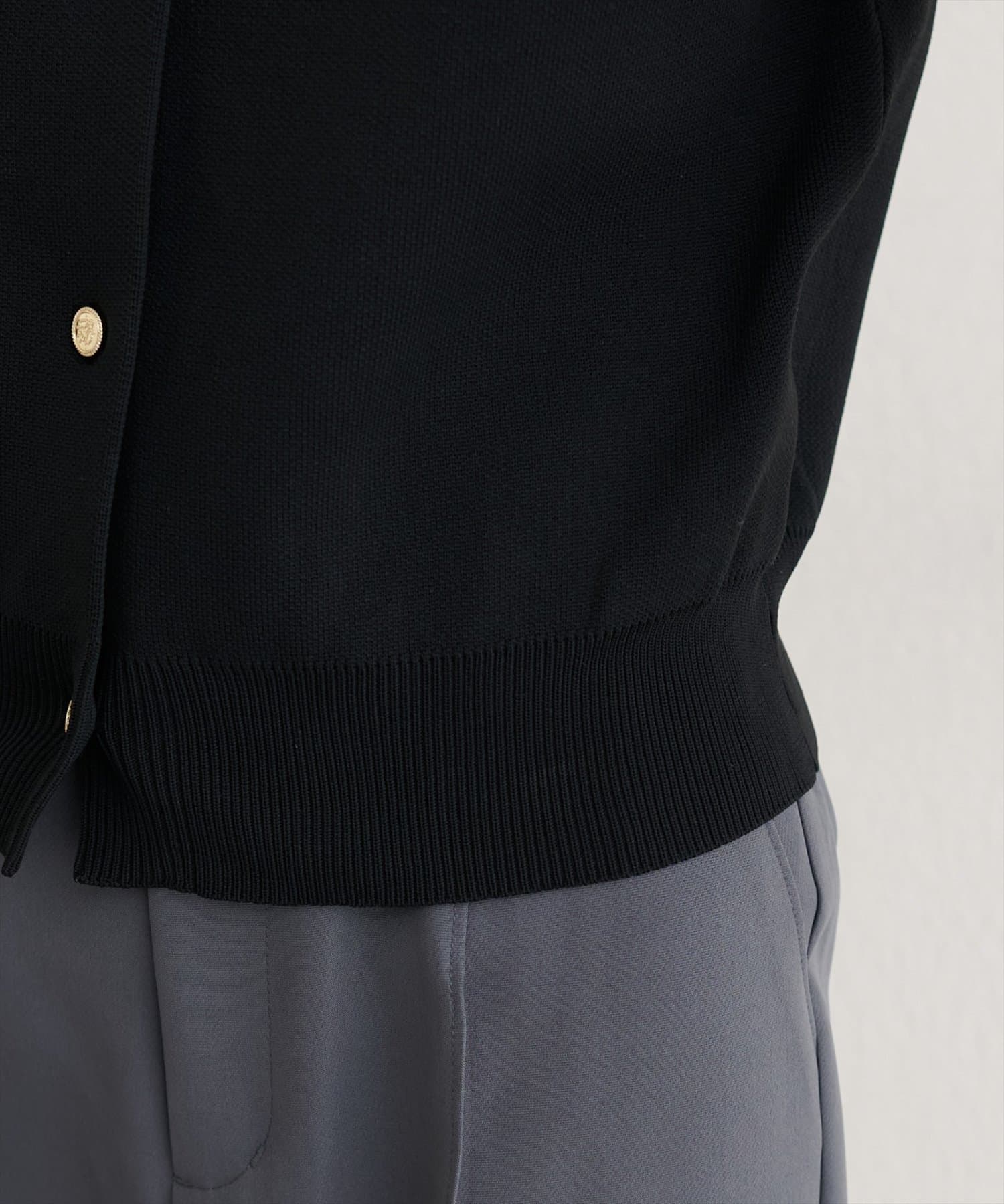 natural couture(ナチュラルクチュール) 【WEB限定】ポリニット金釦ポケ付きカーディガン