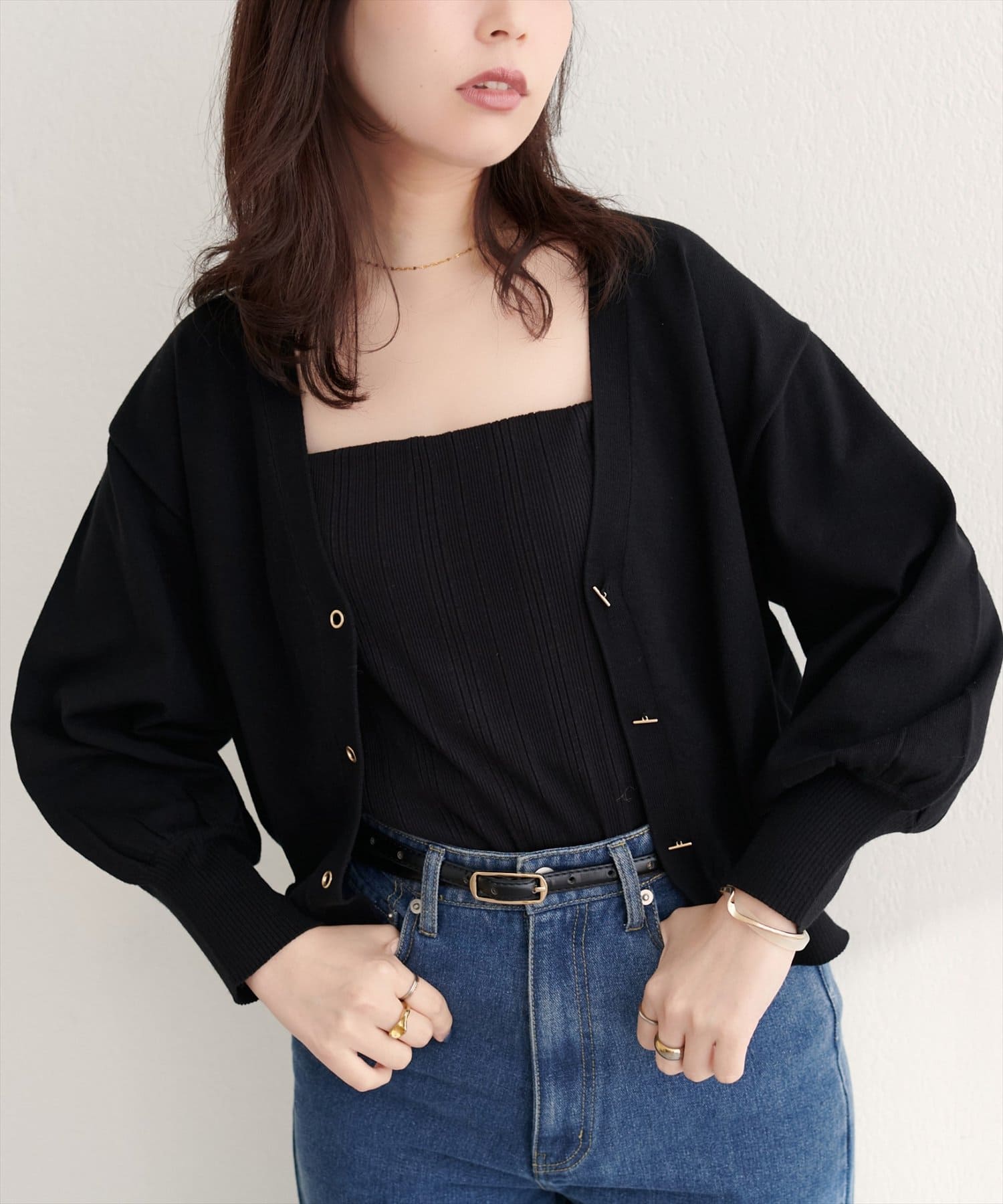 natural couture(ナチュラルクチュール) ハトメバーベーシックカーディガン