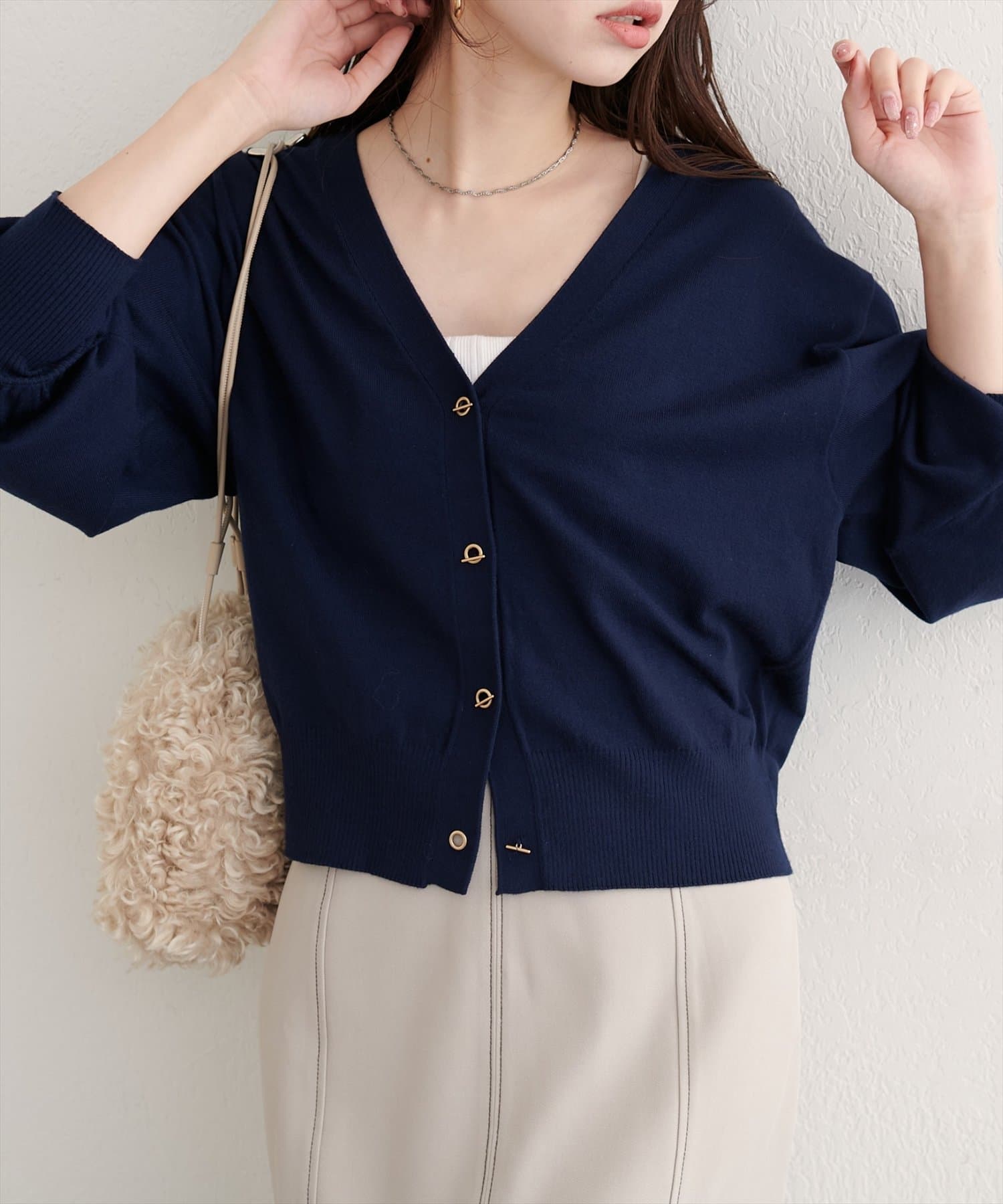 natural couture(ナチュラルクチュール) ハトメバーベーシックカーディガン