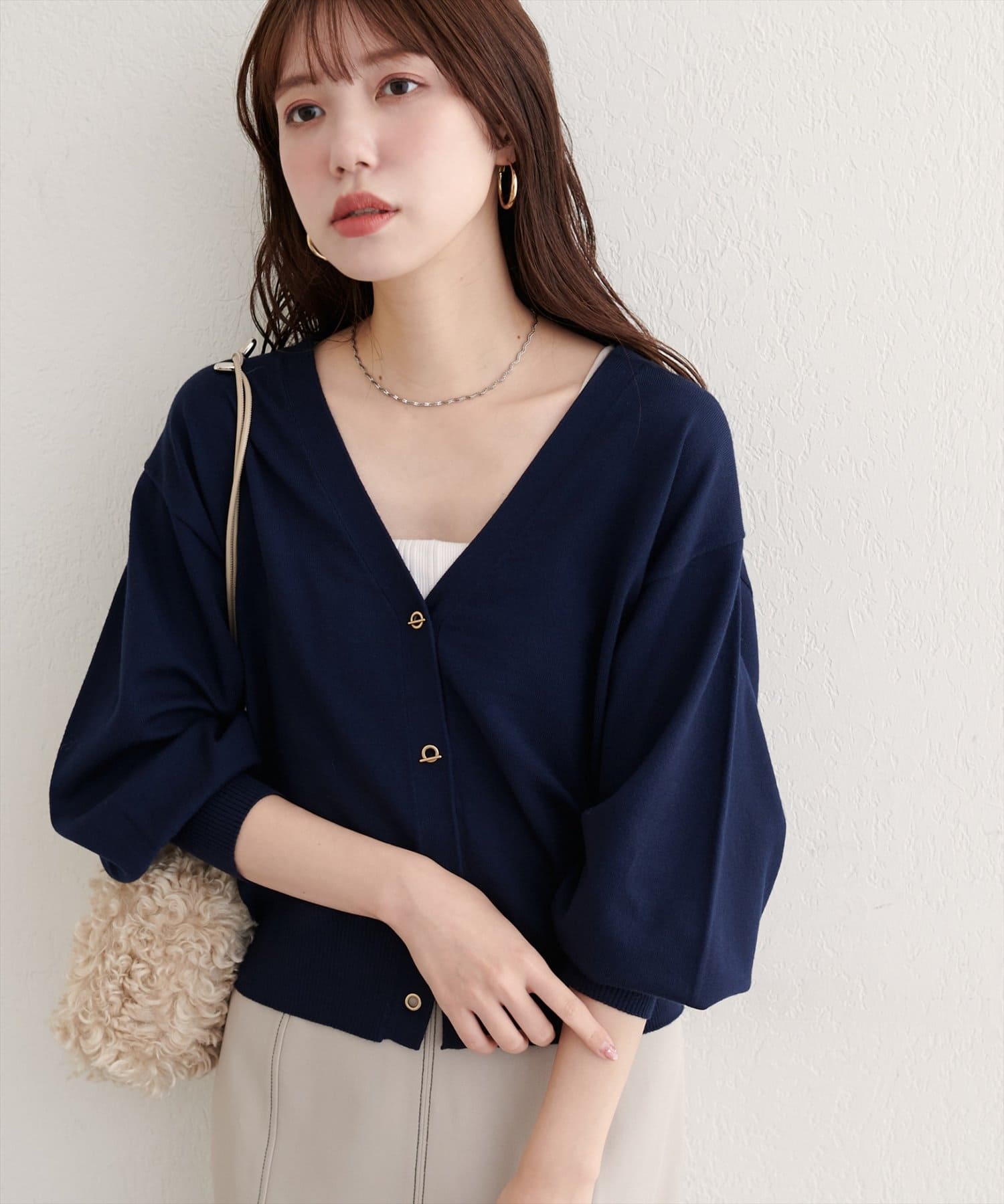 natural couture(ナチュラルクチュール) ハトメバーベーシックカーディガン