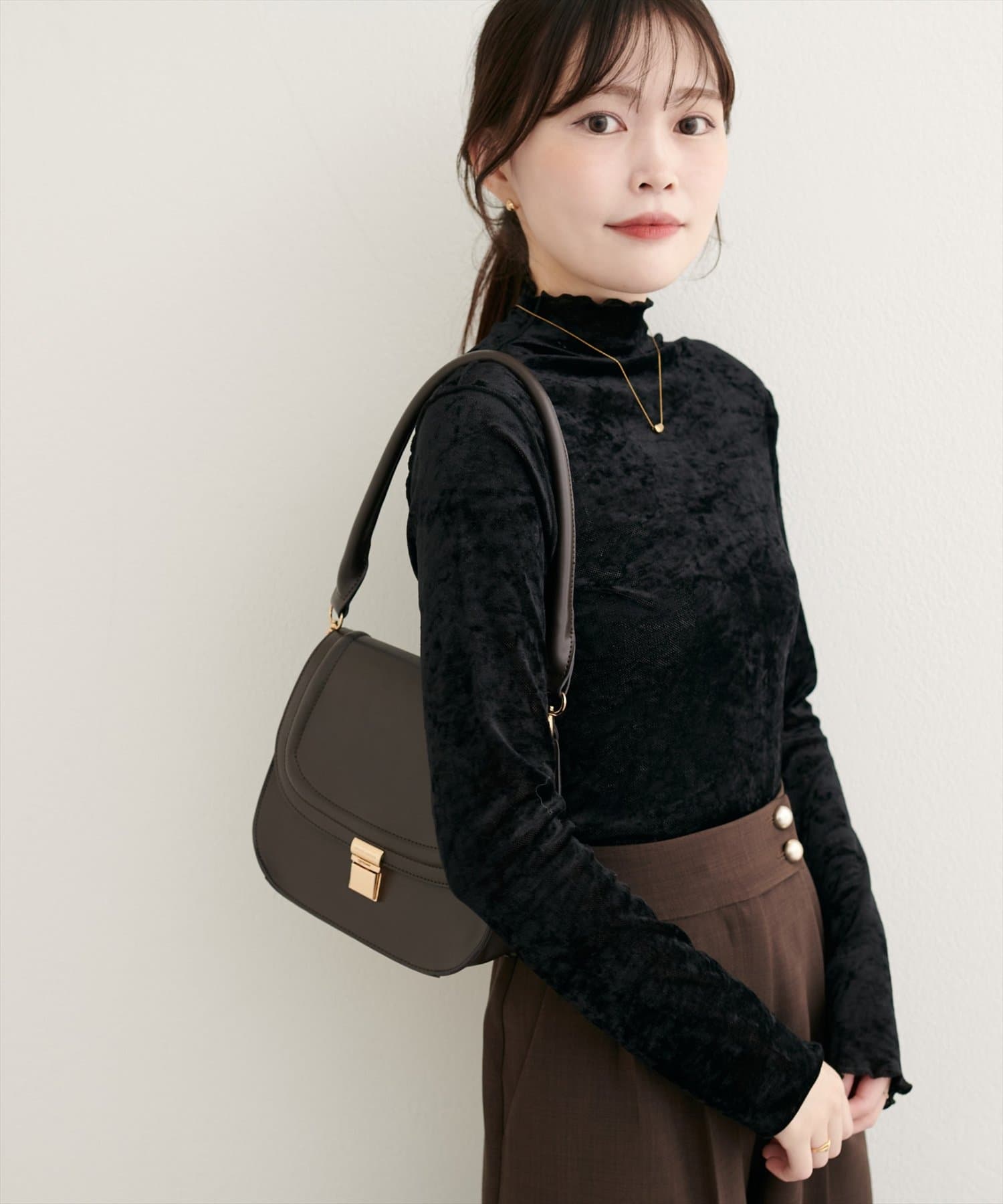 natural couture(ナチュラルクチュール) フロッキーメッシュボトルネックプルオーバー