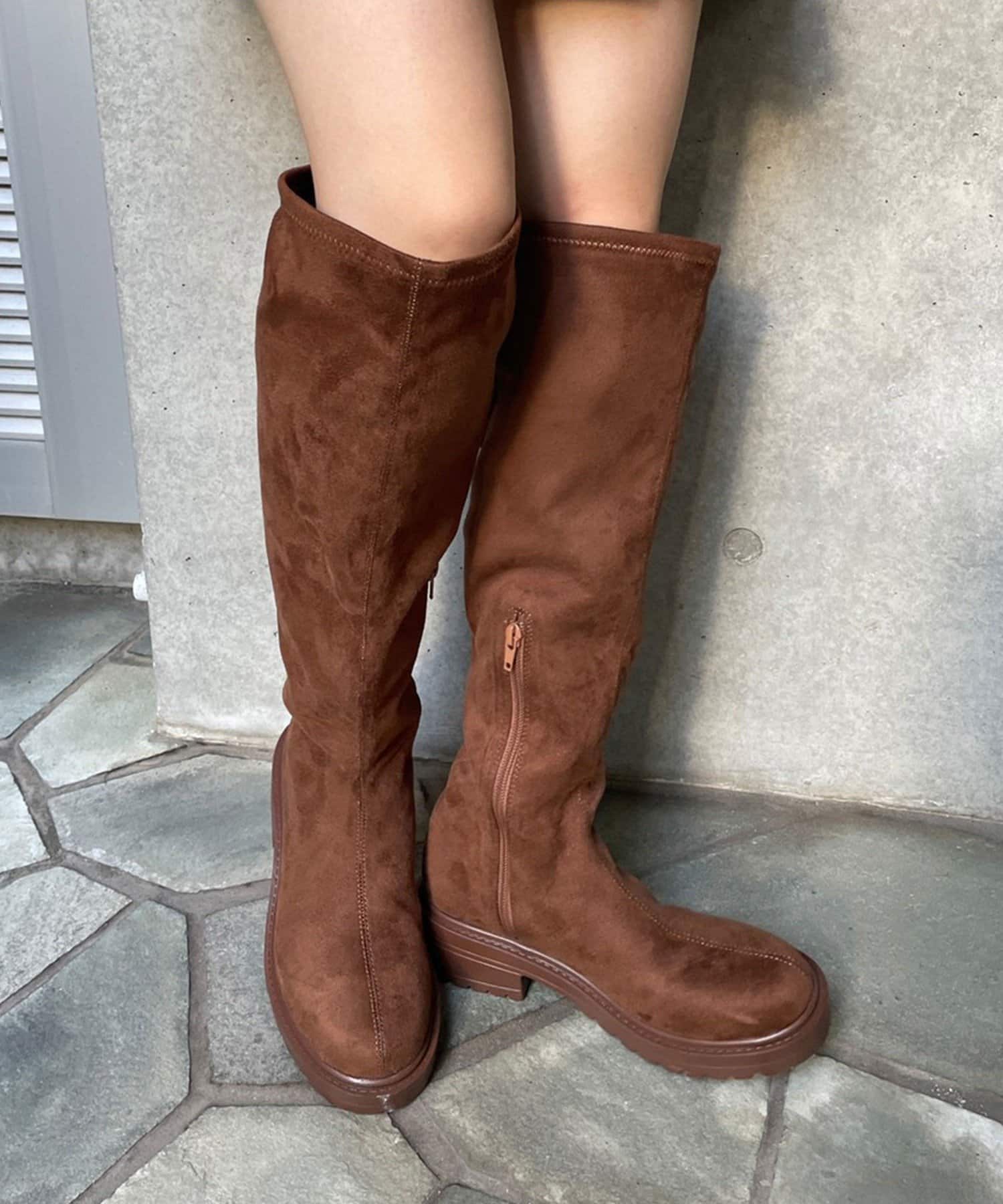 NICE CLAUP / OLIVE des OLIVE OUTLET(ナイスクラップ  / オリーブ デ オリーブ アウトレット) 【one after another】スウェードタンク底ブーツ