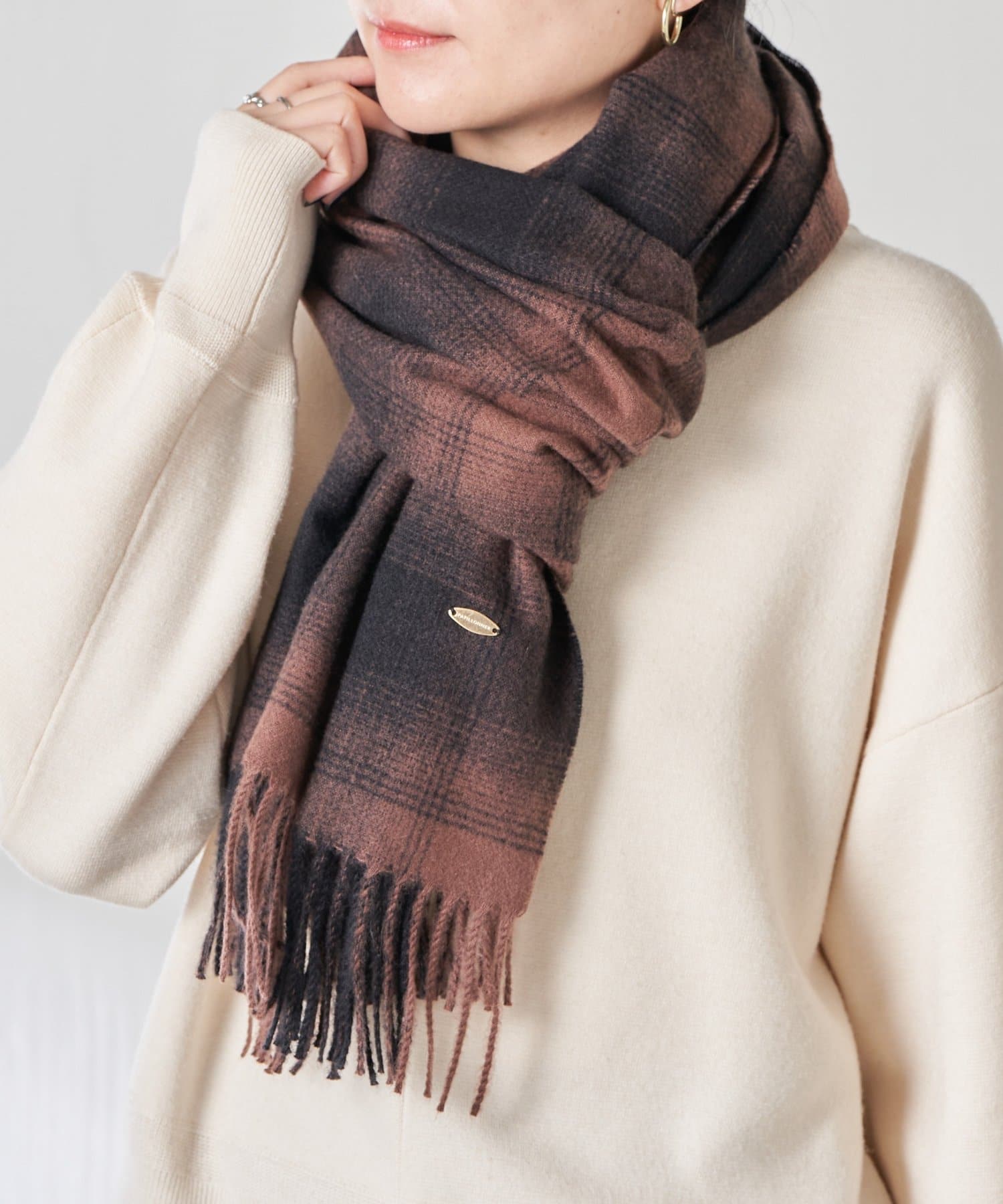 COLLAGE GALLARDAGALANTE(コラージュ ガリャルダガランテ) 【PAPILLONNER/パピヨネ】ストロボチェックストール