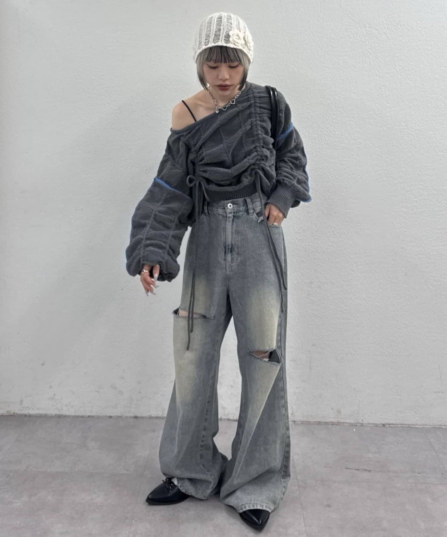 w closet(ダブルクローゼット) 【9月11日(木)12時予約開始】【着丈が自由自在♪】パイピングドロストニット