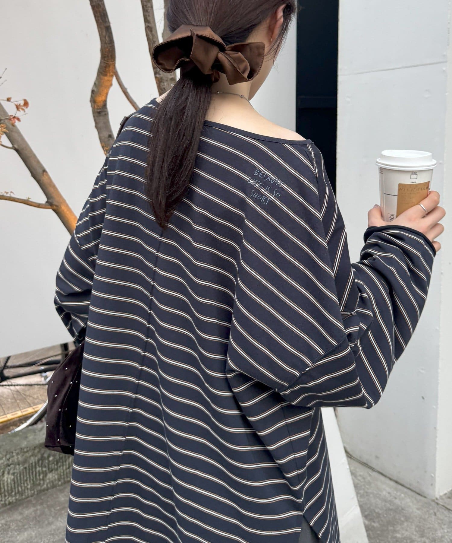 CIAOPANIC TYPY(チャオパニックティピー) シアースラブボーダーワンポイント刺繍オーバTee