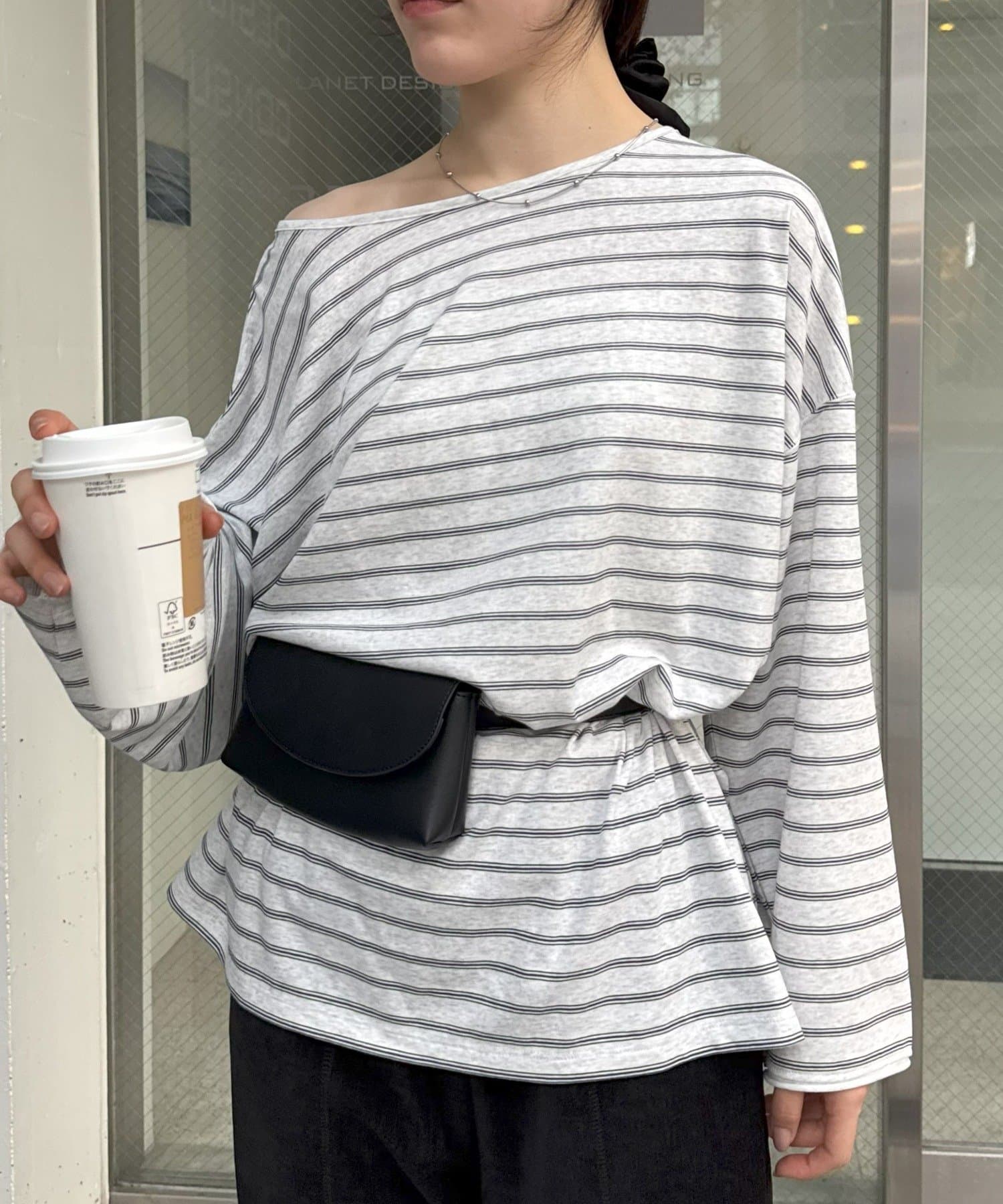 CIAOPANIC TYPY(チャオパニックティピー) シアースラブボーダーワンポイント刺繍オーバTee