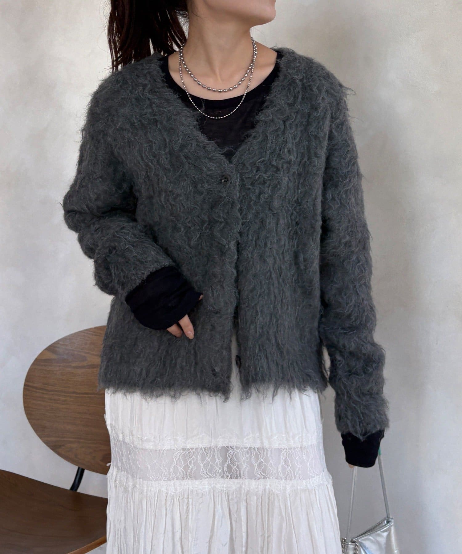 DOUDOU(ドゥドゥ) 【WEB限定】ロングシャギーカーディガン