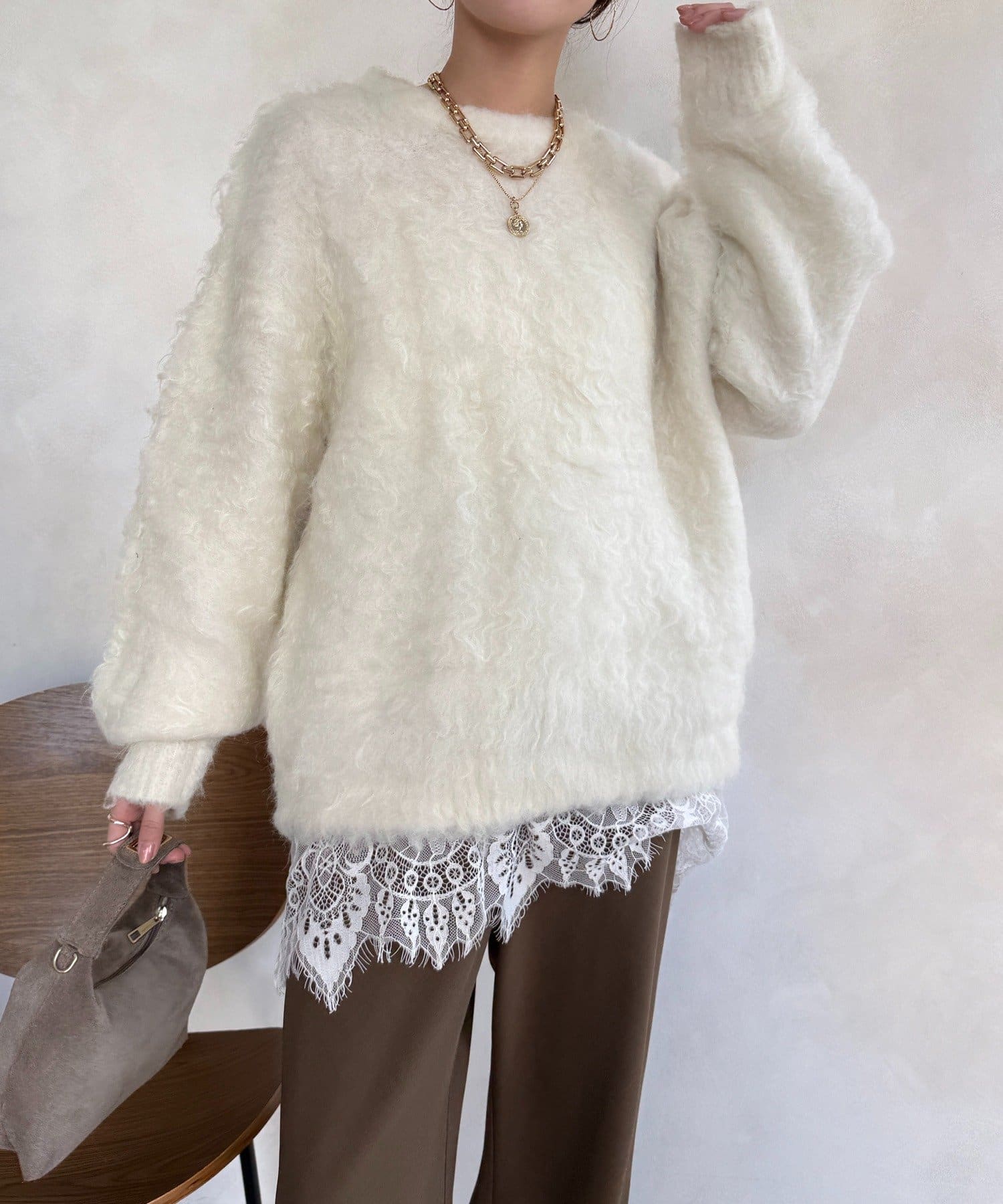 DOUDOU(ドゥドゥ) 【WEB限定】ロングシャギープルオーバー