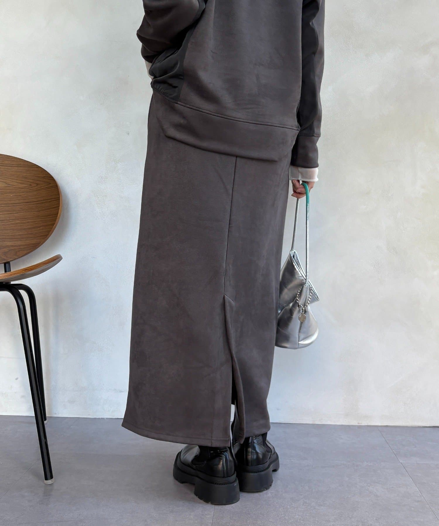 DOUDOU(ドゥドゥ) 【WEB限定】起毛ダンボールポケットフーディー＋タイトスカートセット