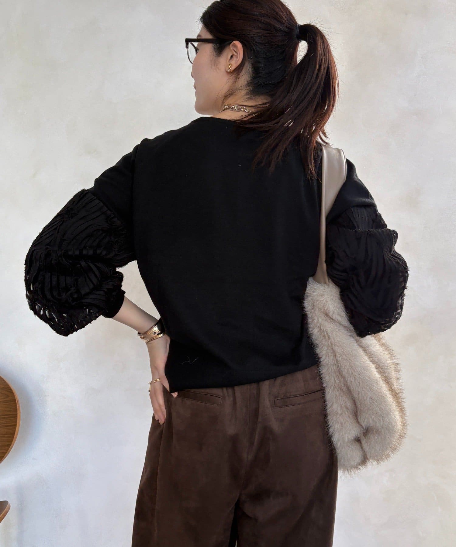 DOUDOU(ドゥドゥ) 【WEB限定】テープ刺繍切替プルオーバー