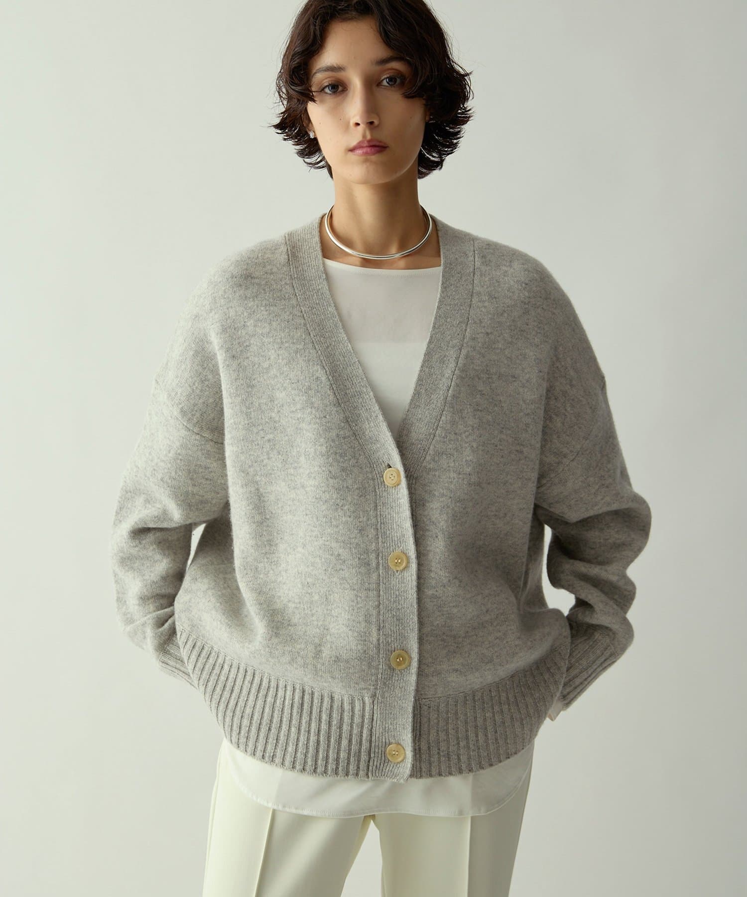Whim Gazette(ウィム ガゼット) 【Drawing Numbers】接結ルーズVネックカーディガン
