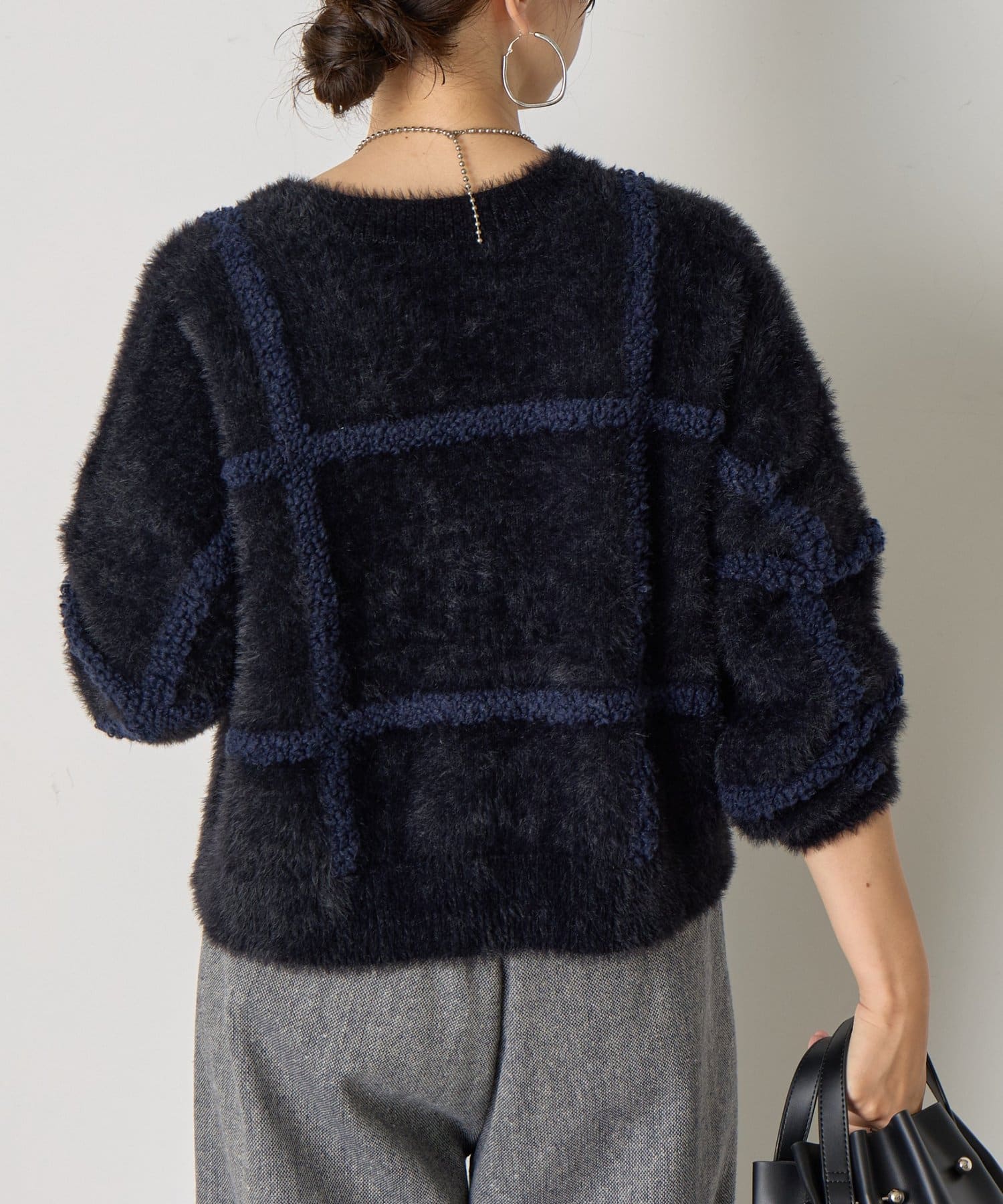 Jena　espace merveilleux(ジェナ　エスパスメルヴェイユ) チェック柄シャギーニット