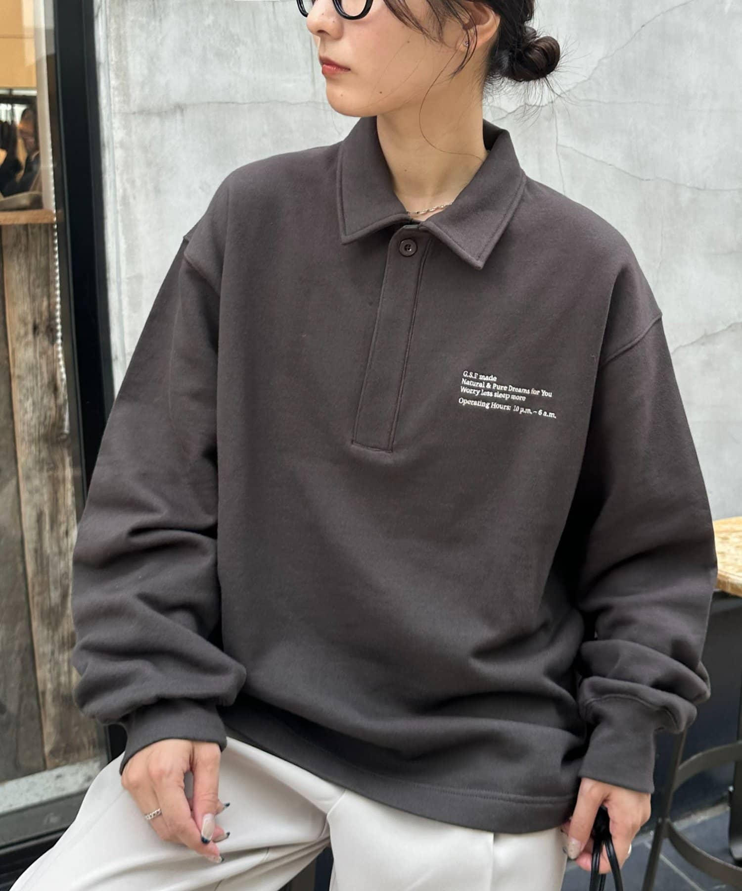 DISCOAT(ディスコート) ワンポイント刺繍スウェットポロ