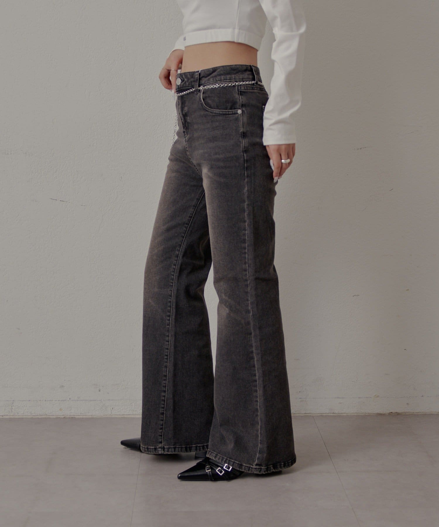 mline(エムライン) [mline]ハイウエストヴィンテージフレアデニム