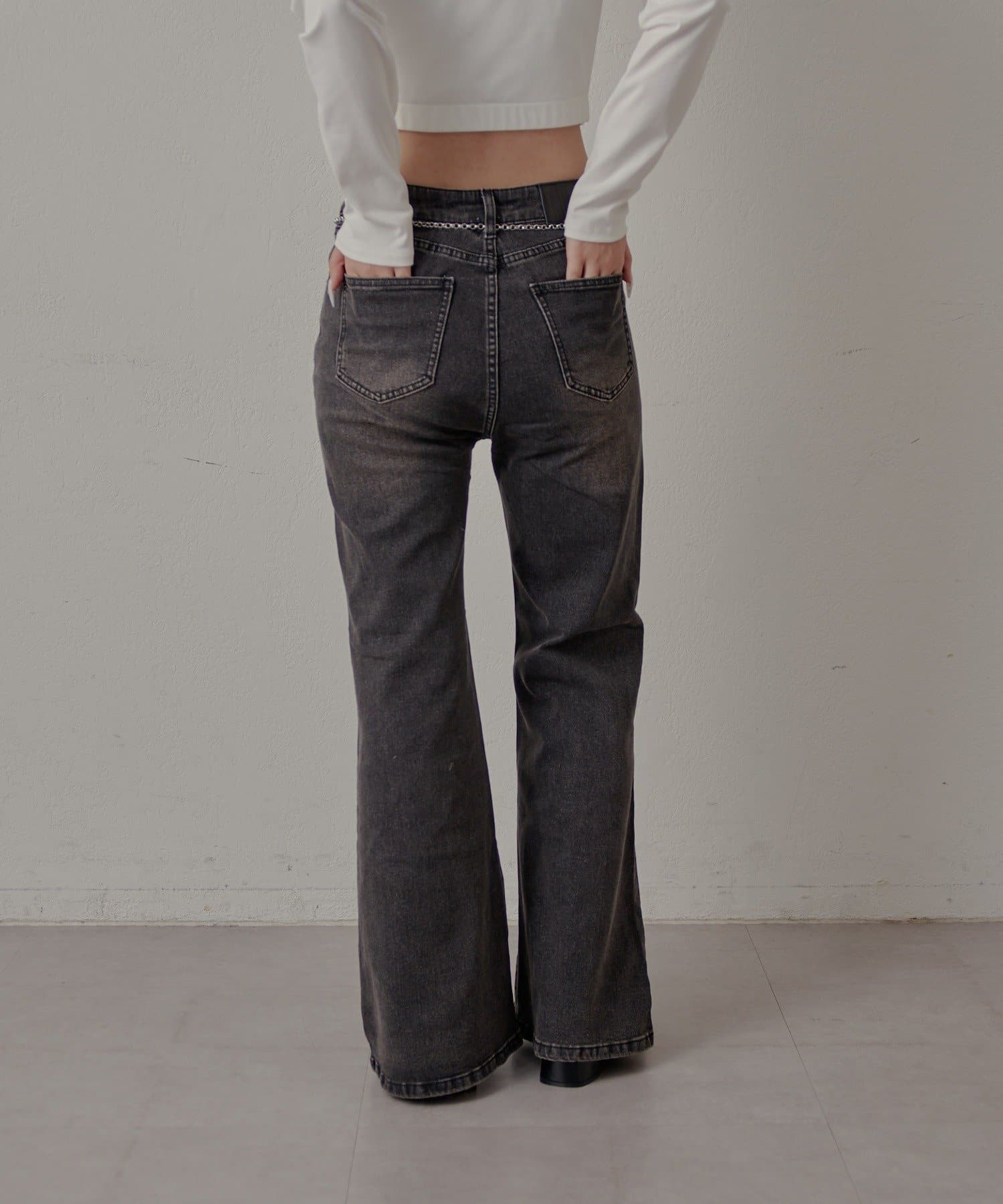 mline(エムライン) [mline]ハイウエストヴィンテージフレアデニム