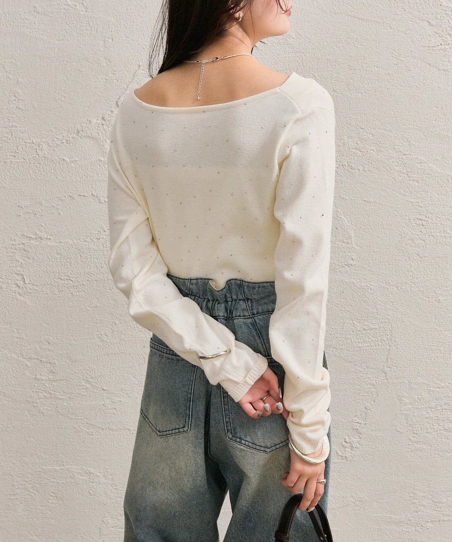 mystic(ミスティック) 10/31 18:00~ストーン入り新色START！【年間総売上1万枚以上！ロングセラー人気アイテム！】オフショルリブニット