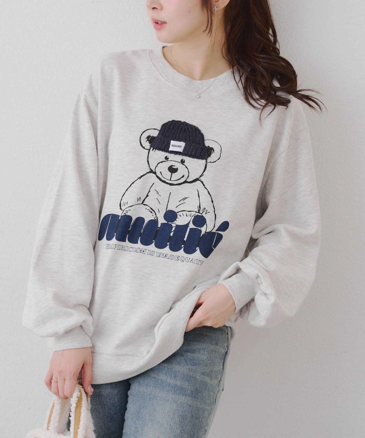 NICE CLAUP / OLIVE des OLIVE OUTLET(ナイスクラップ  / オリーブ デ オリーブ アウトレット) 【RMAF】猫とクマのニット帽スウェットシリーズ