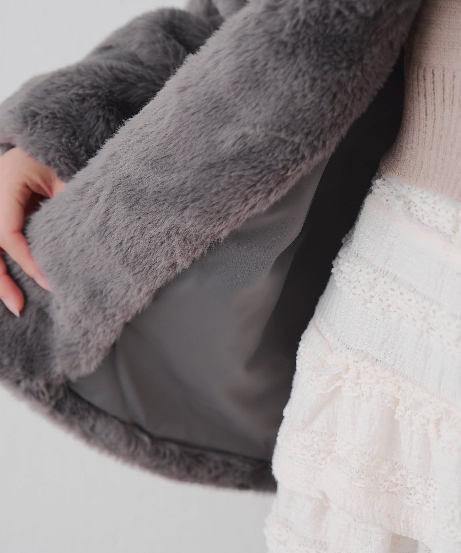 NICE CLAUP / OLIVE des OLIVE OUTLET(ナイスクラップ  / オリーブ デ オリーブ アウトレット) 《冬が待ち遠しくなる♡》ラビットファービット付きミドルコート